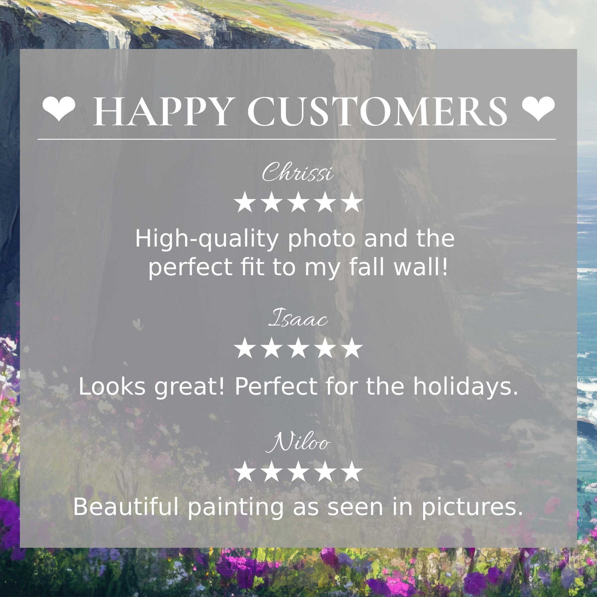 Elegant coastal art for Frame TV with abstract sunset hues, praised by a happy customer, inspiring trust via positive reviews