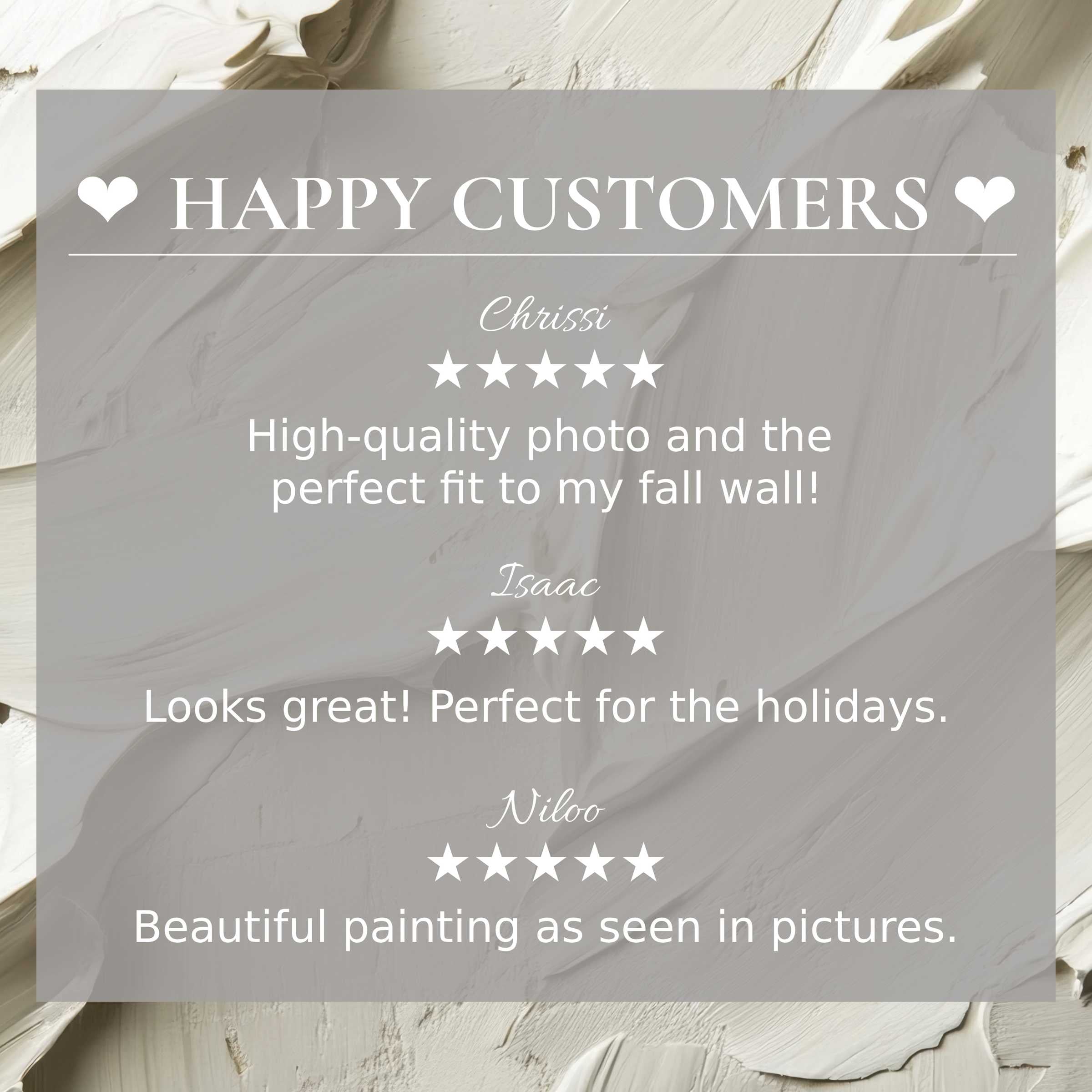 Neutral art for Frame TV with an abstract stone texture, showcasing happy customer reviews and elegant style