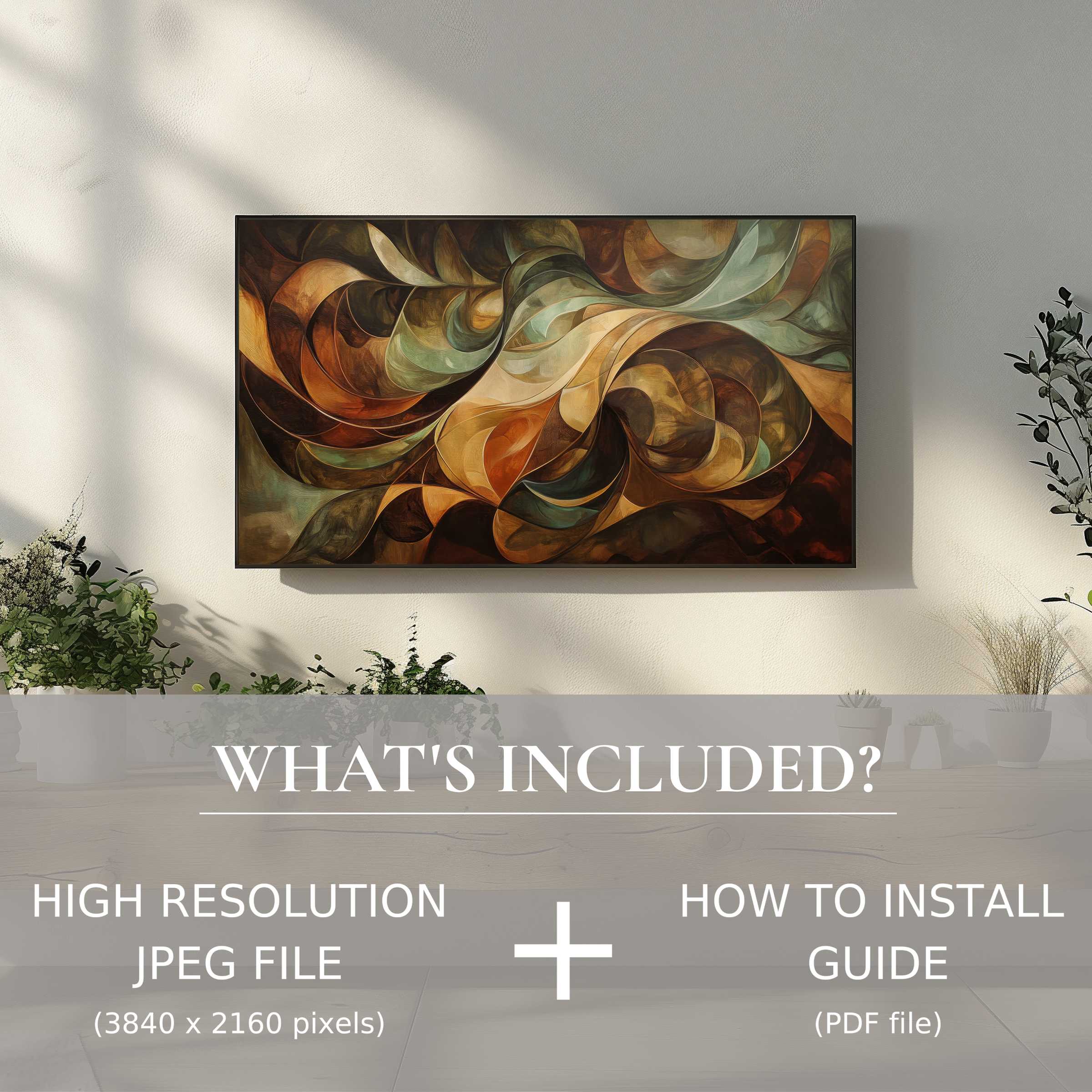 Elegant abstract digital TV art download enhances any modern living space with easy digital use and stunning high-res detail