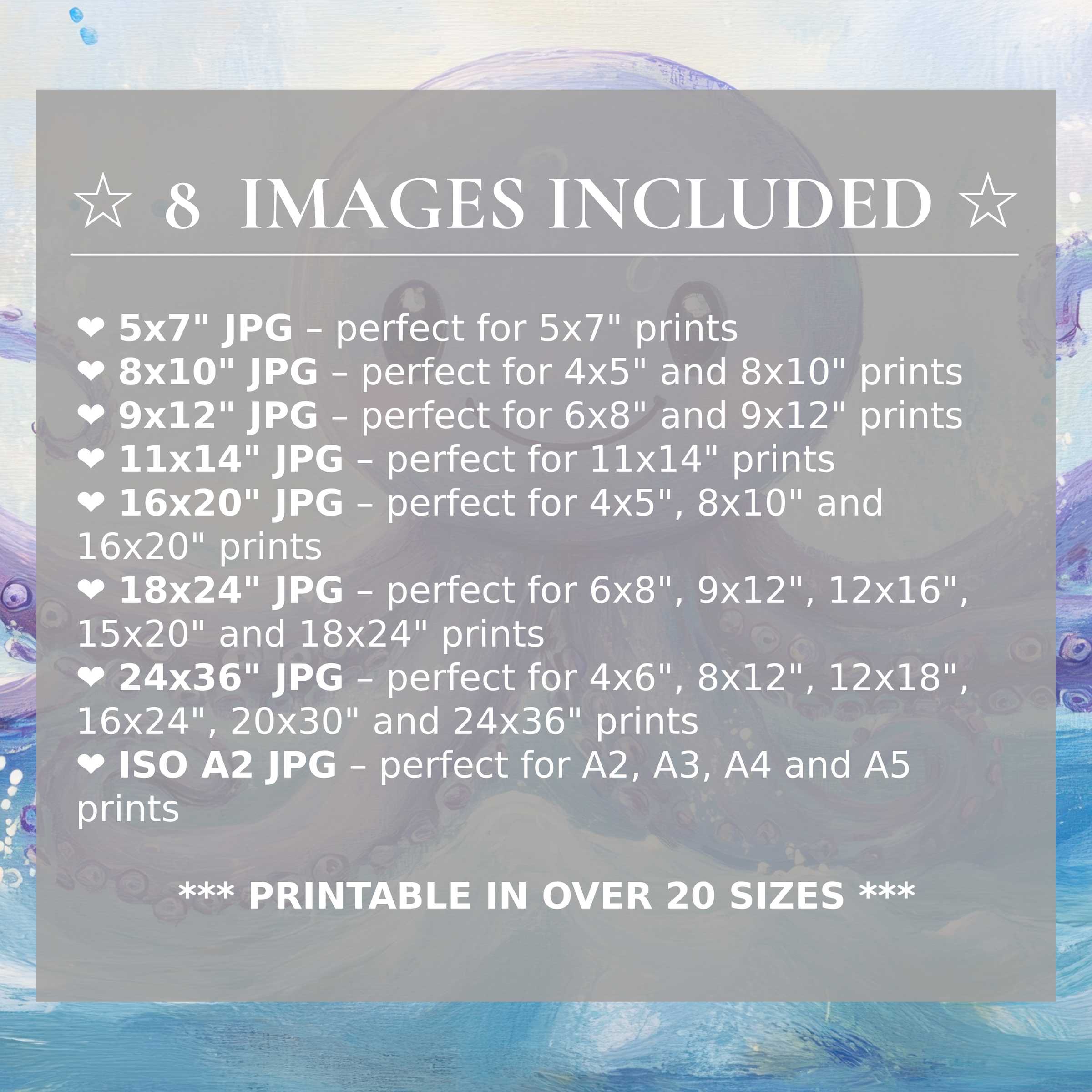 Nursery digital print with calming blues and purples, radiating serene elegance; includes 8 high-quality sizes to elevate modern interiors