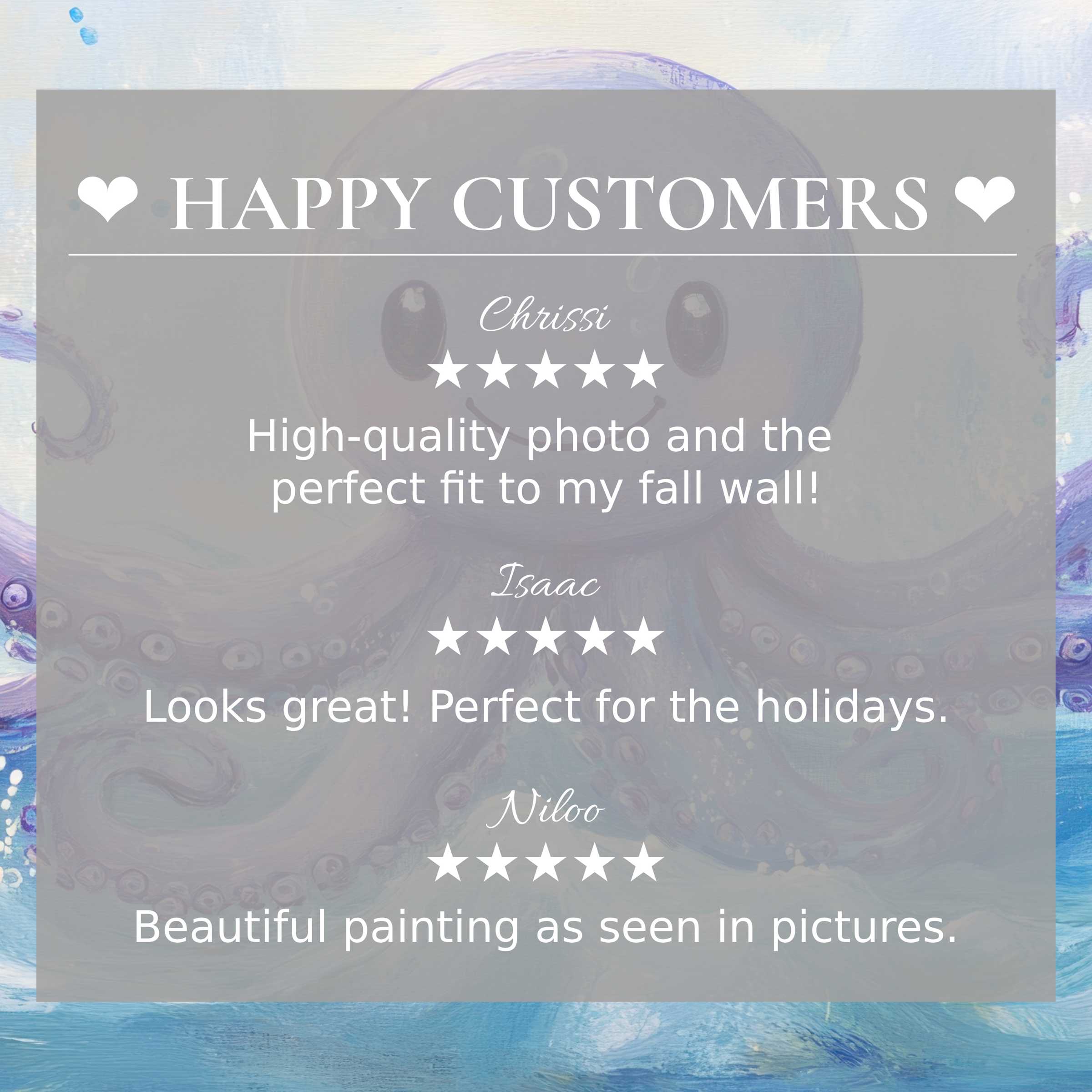 Nursery art for Frame TV with soft ocean hues, showcasing happy customer reviews and elegant visual trust