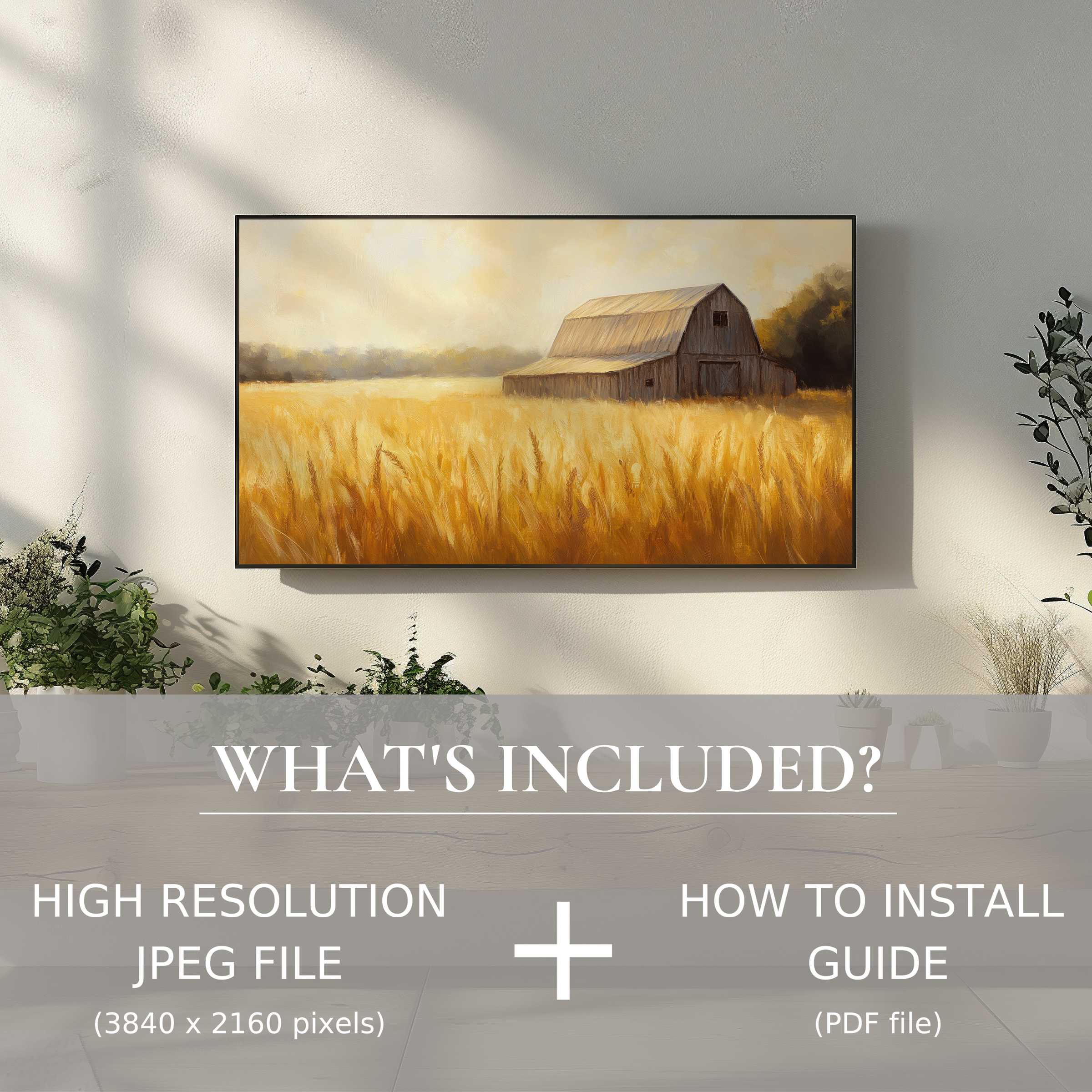 Elegant farmhouse digital TV art download enhances your living space with easy digital use and warm, modern farmhouse charm
