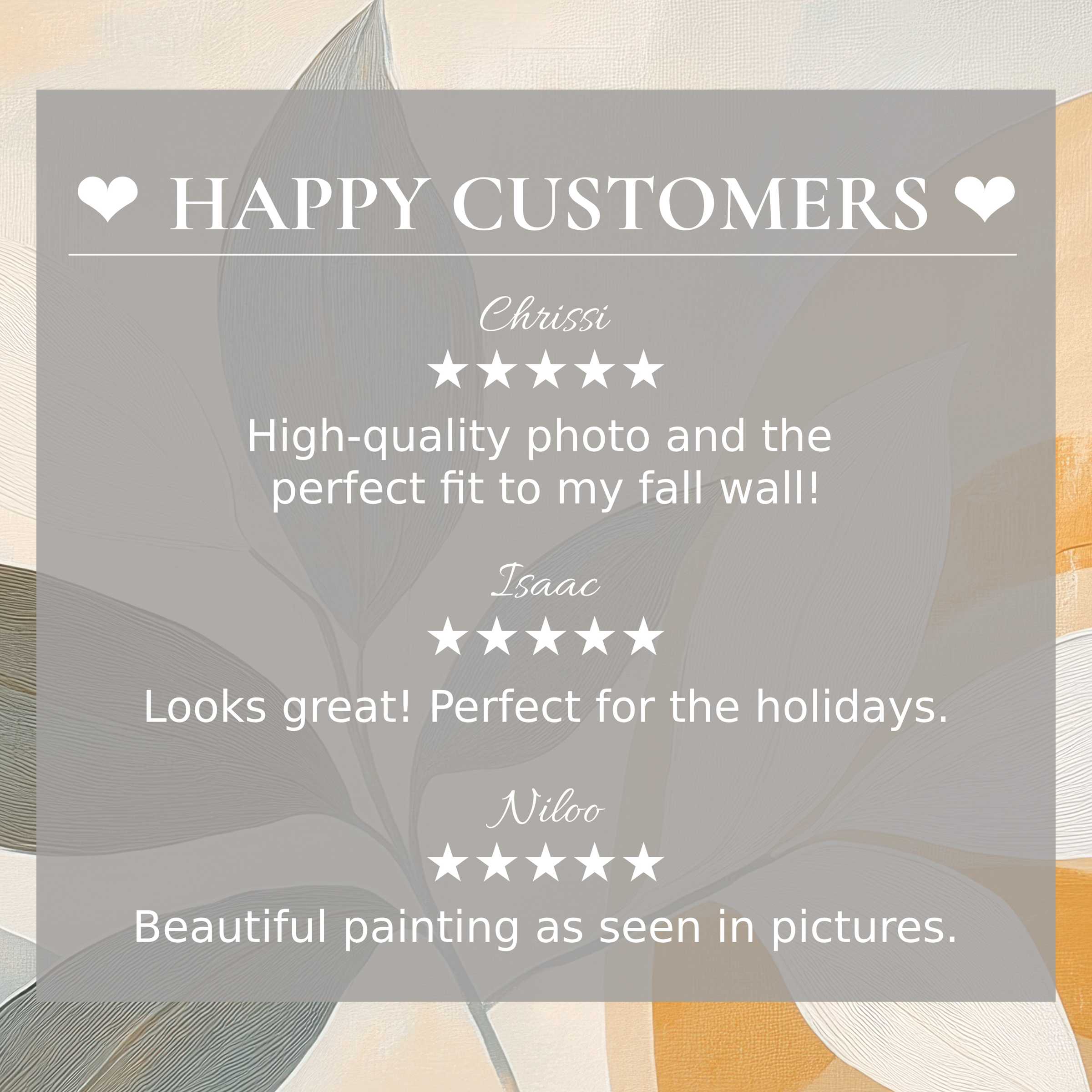 Elegant botanical art for Frame TV with soft sunset hues, showcasing happy customer reviews that inspire trust and style