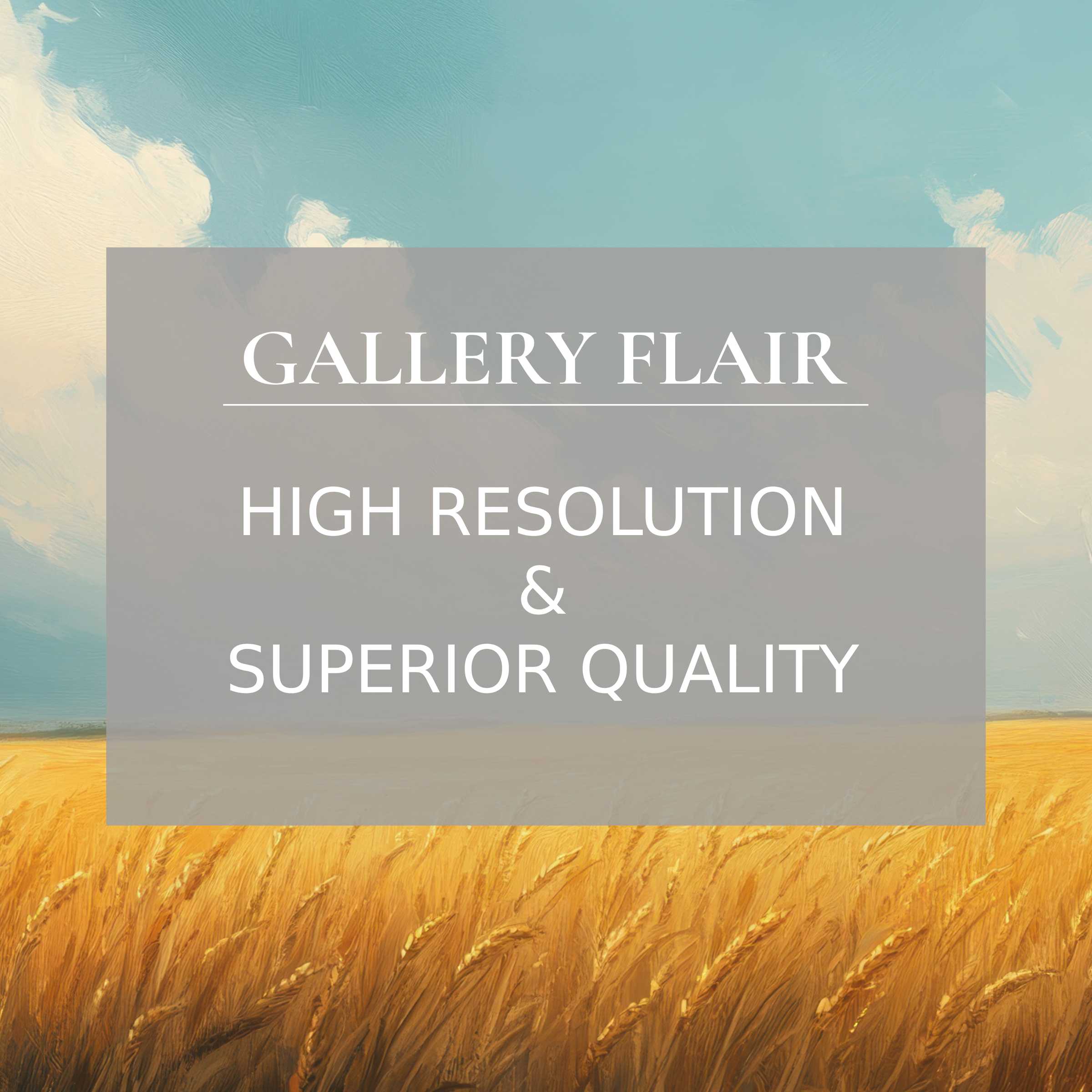 Radiant landscape printable art capturing golden wheat fields under a serene blue sky, elevating modern decor with exquisite, high-resolution detail