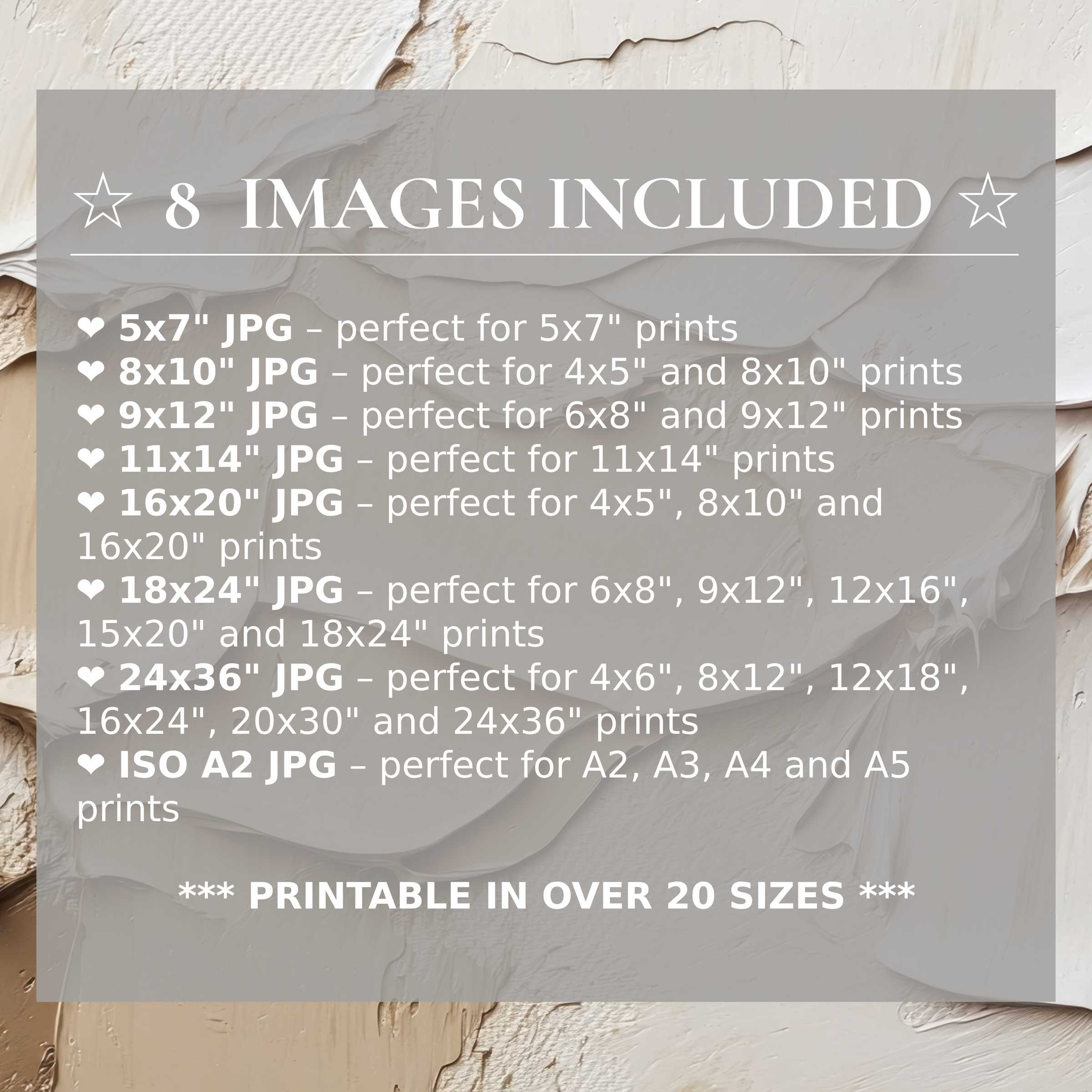 Neutral digital print featuring calming beige and taupe textures, delivered in 8 high-quality sizes included with download, elevating modern interiors with effortless style and versatility