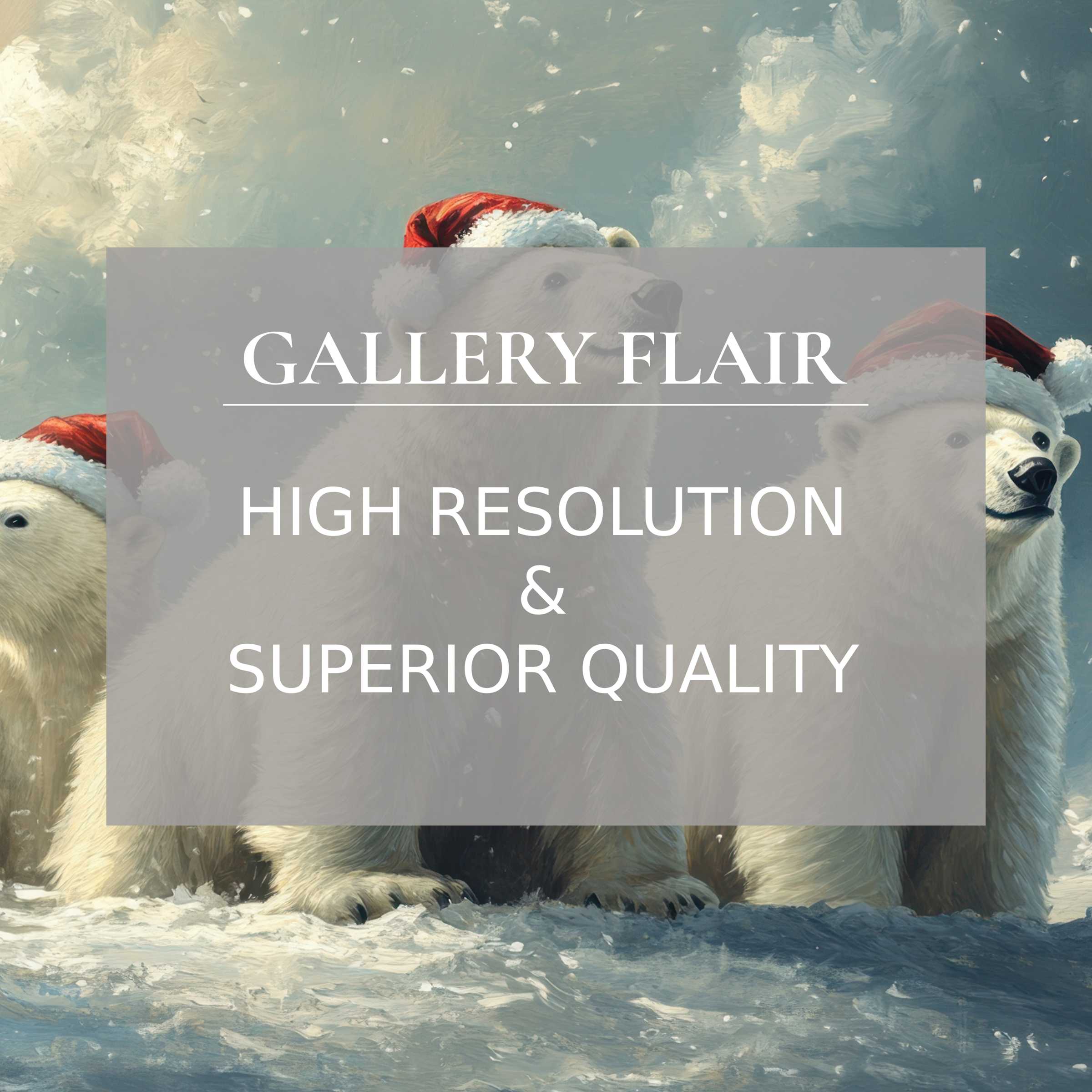 Elegant, high-resolution christmas Frame TV picture of polar bears with Santa hats, blending clarity and festive charm for refined spaces