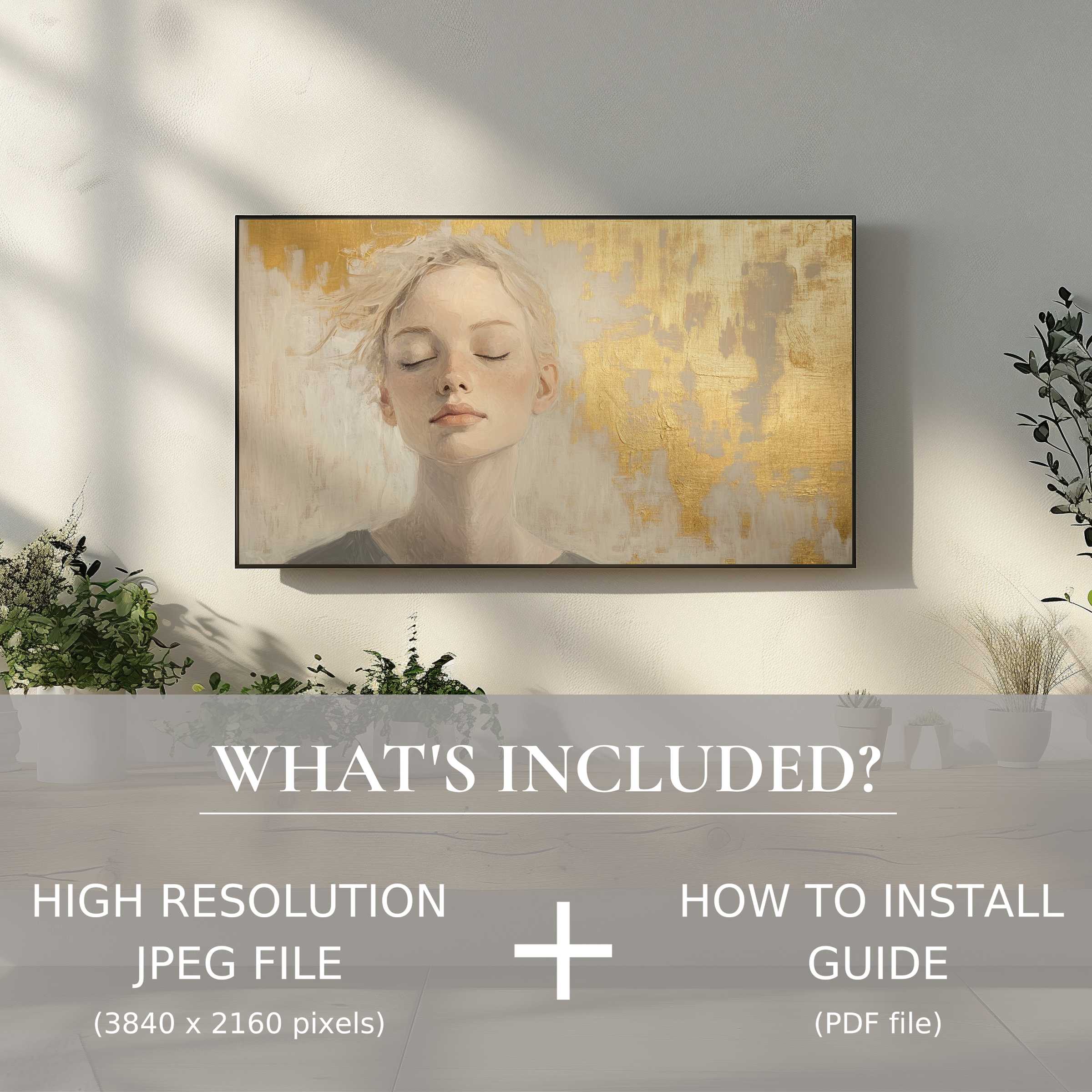 Elegant abstract digital TV art download enhances calm living spaces with easy digital use and high-res JPEG file