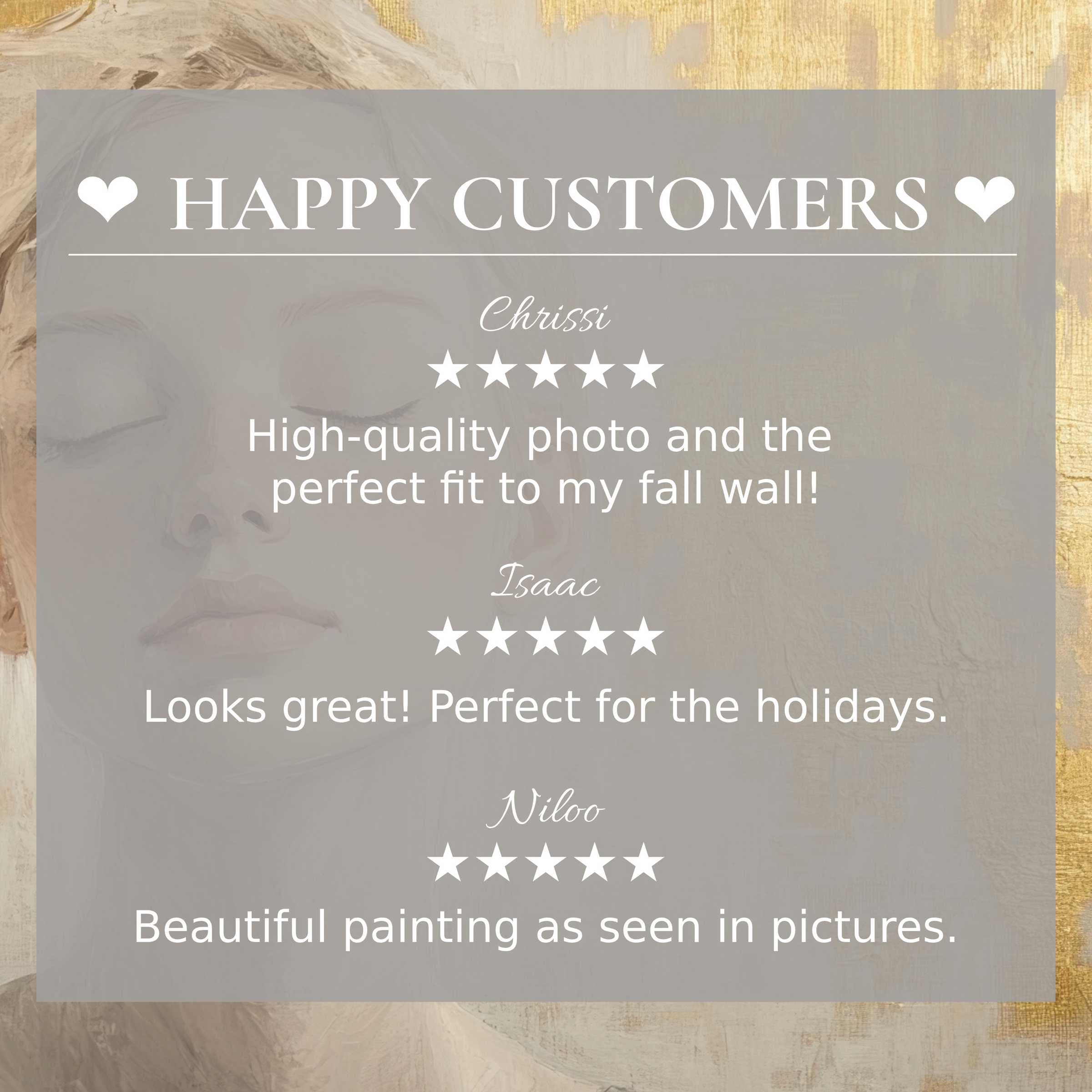 Abstract art for Frame TV with warm, muted tones; happy customer reviews build trust and highlight elegant design