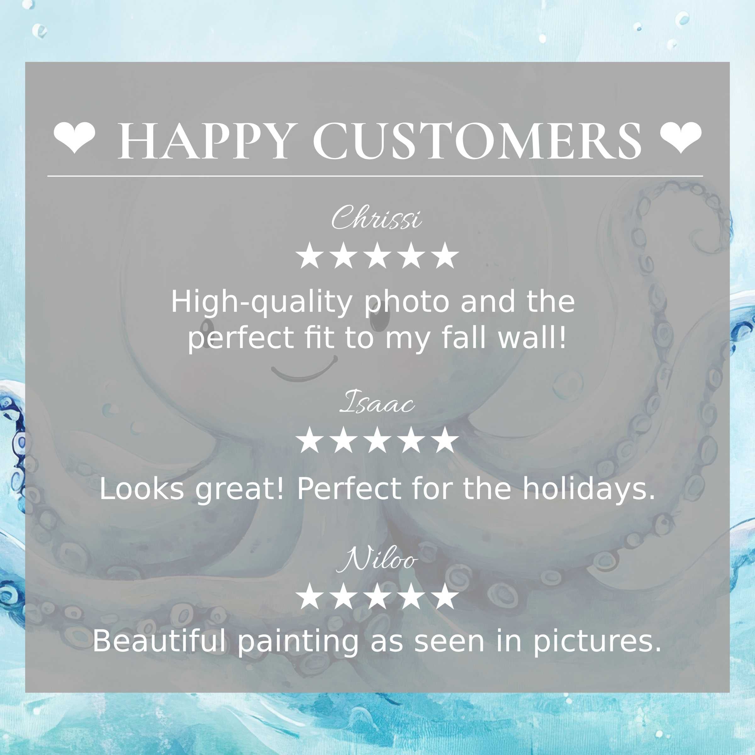 Nursery art for Frame TV with soft ocean blues, happy customer reviews build trust and highlight refined style