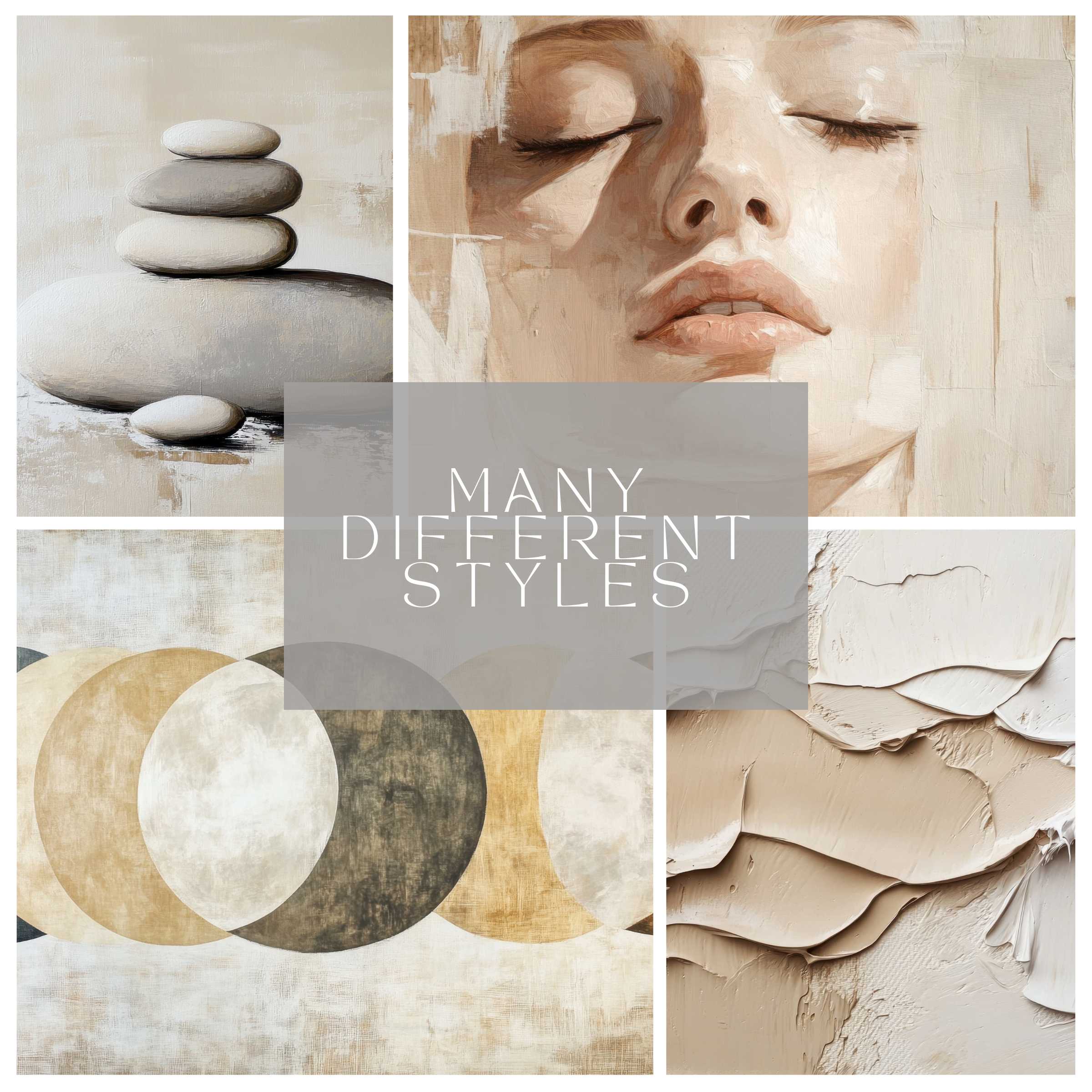 Neutral Printable Wall Decor Set of 101 artworks enhances living space with serene textures and modern elegance