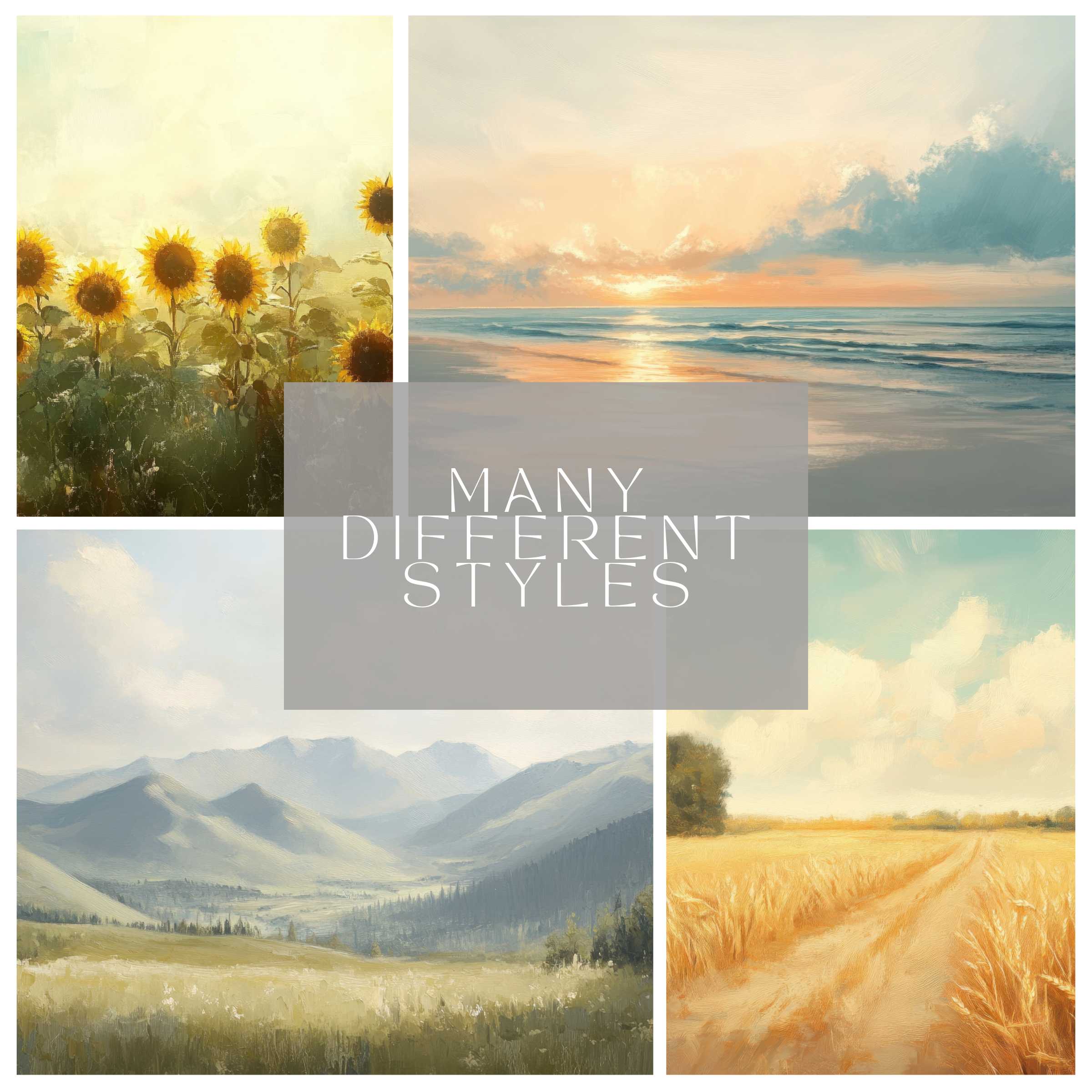 Summer Printable Wall Decor Set 101 artworks enhance living space with elegant coastal sunflower and meadow art