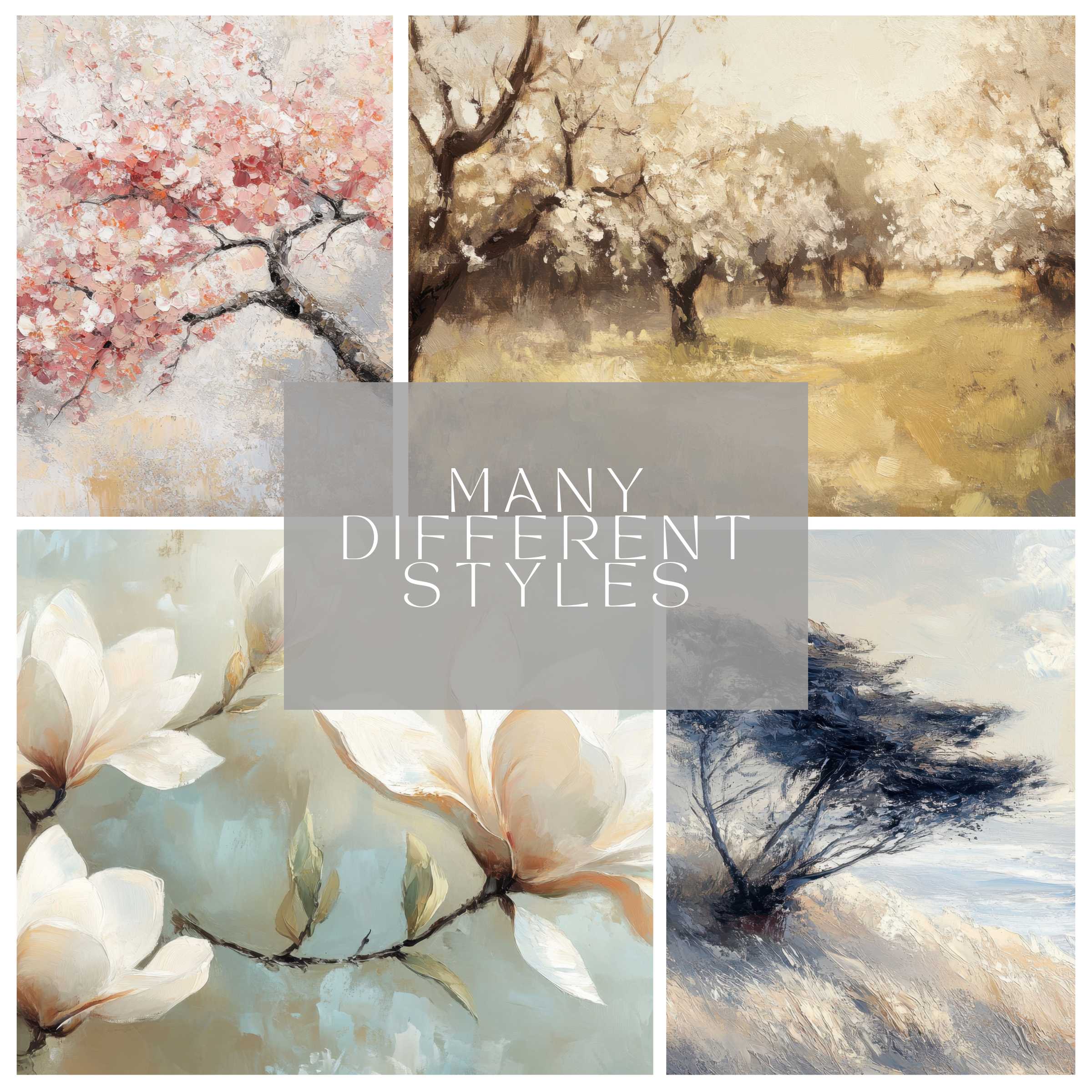 Trees Frame TV Art Bundle with high-resolution nature paintings, perfect for elegant home decor—instant download available
