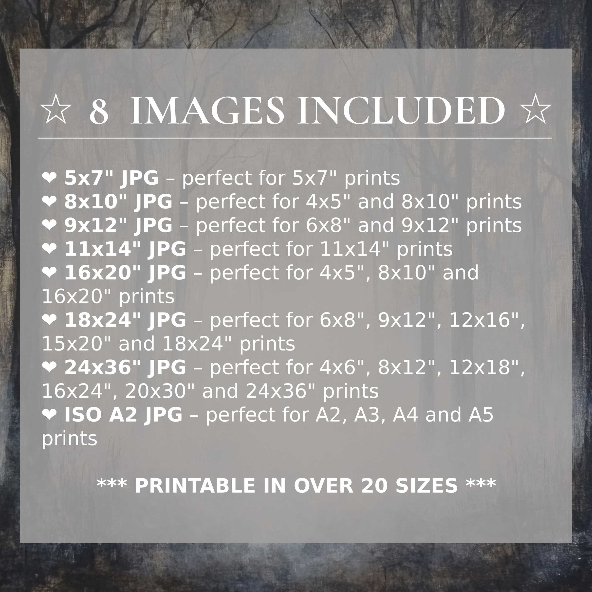 Halloween digital print radiates moody blacks and deep grays, elevating modern interiors with timeless style and flexibility Includes 8 high-quality sizes in one download for seamless decor refinement
