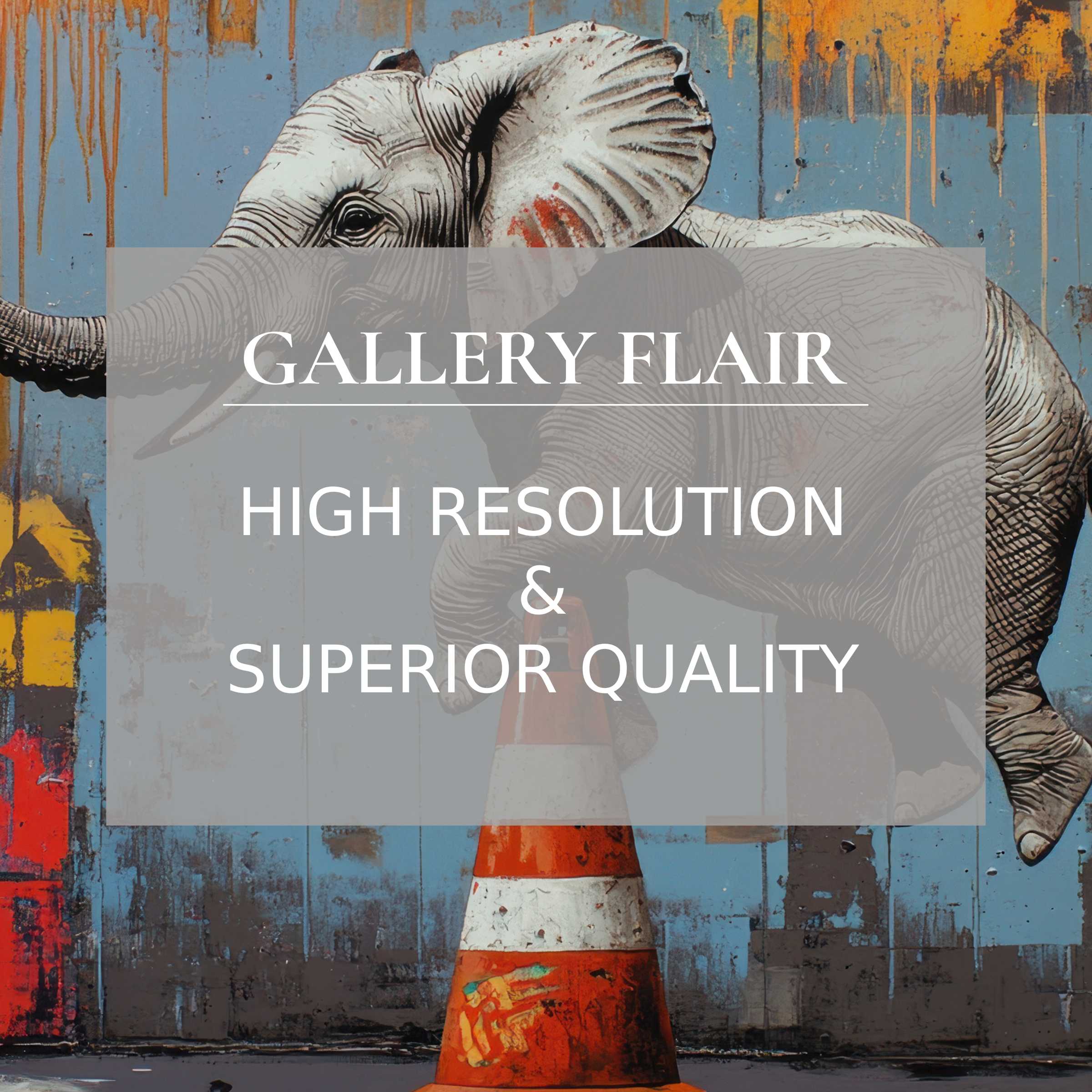 Elegant street art Frame TV picture showing a high-resolution, detailed elephant mural with vivid urban textures
