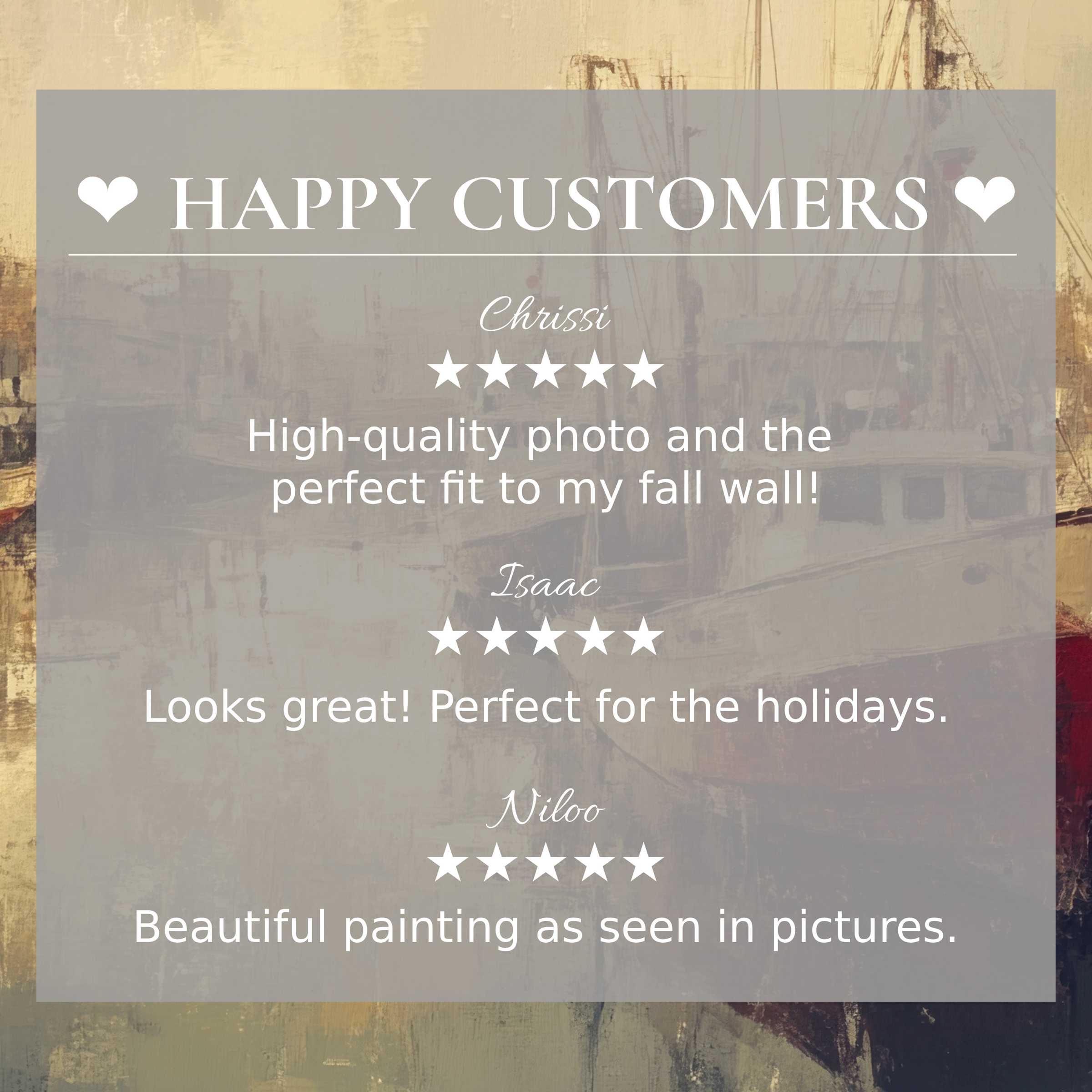 Coastal art for Frame TV with abstract muted harbor tones, showcasing happy customer reviews and refined, trustworthy style