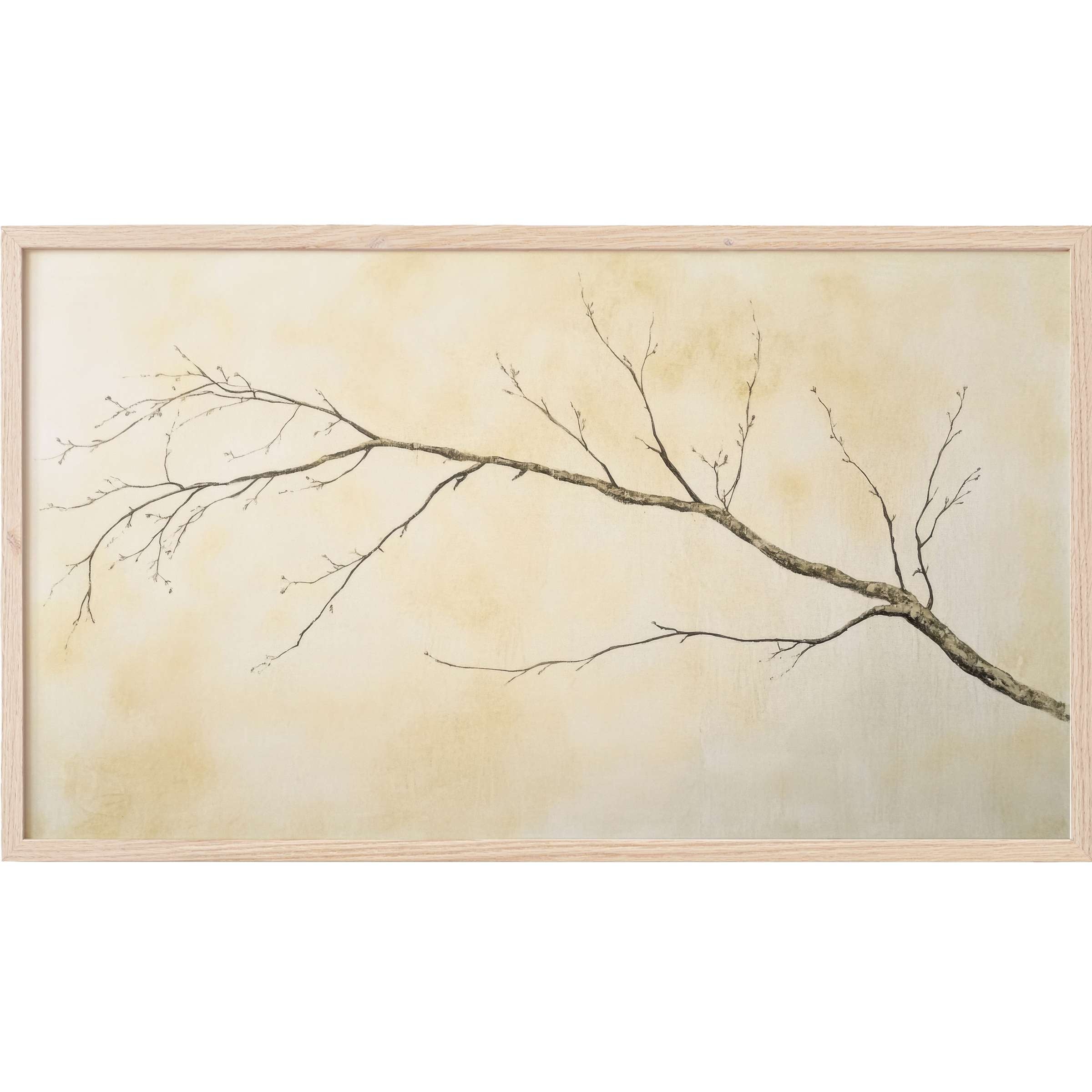 Delicate bare branch in muted taupe and cream tones, embodying serene minimalism in neutral Frame TV Art