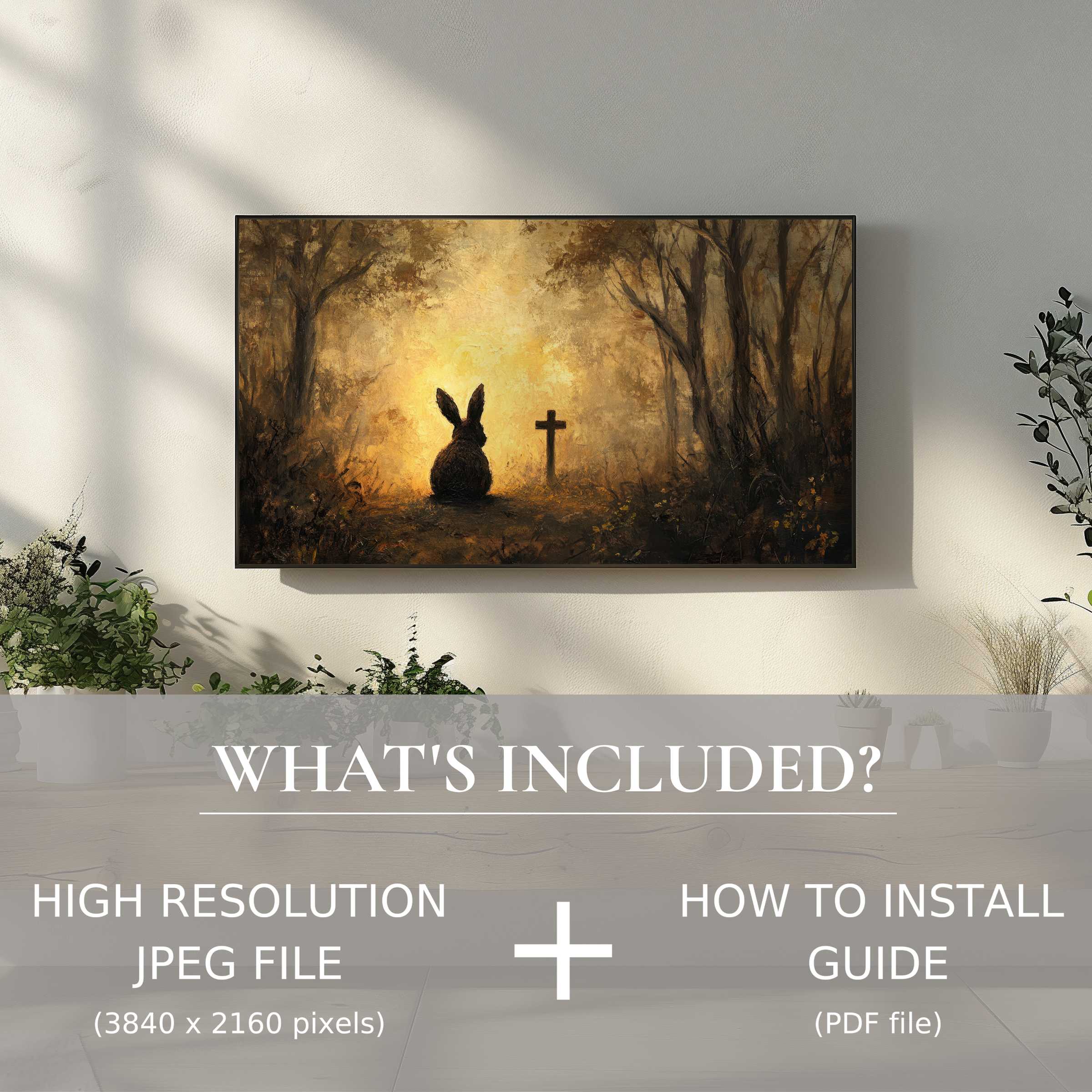 Elegant easter digital TV art download enhances living spaces with easy digital use, glowing warmth, and serene design