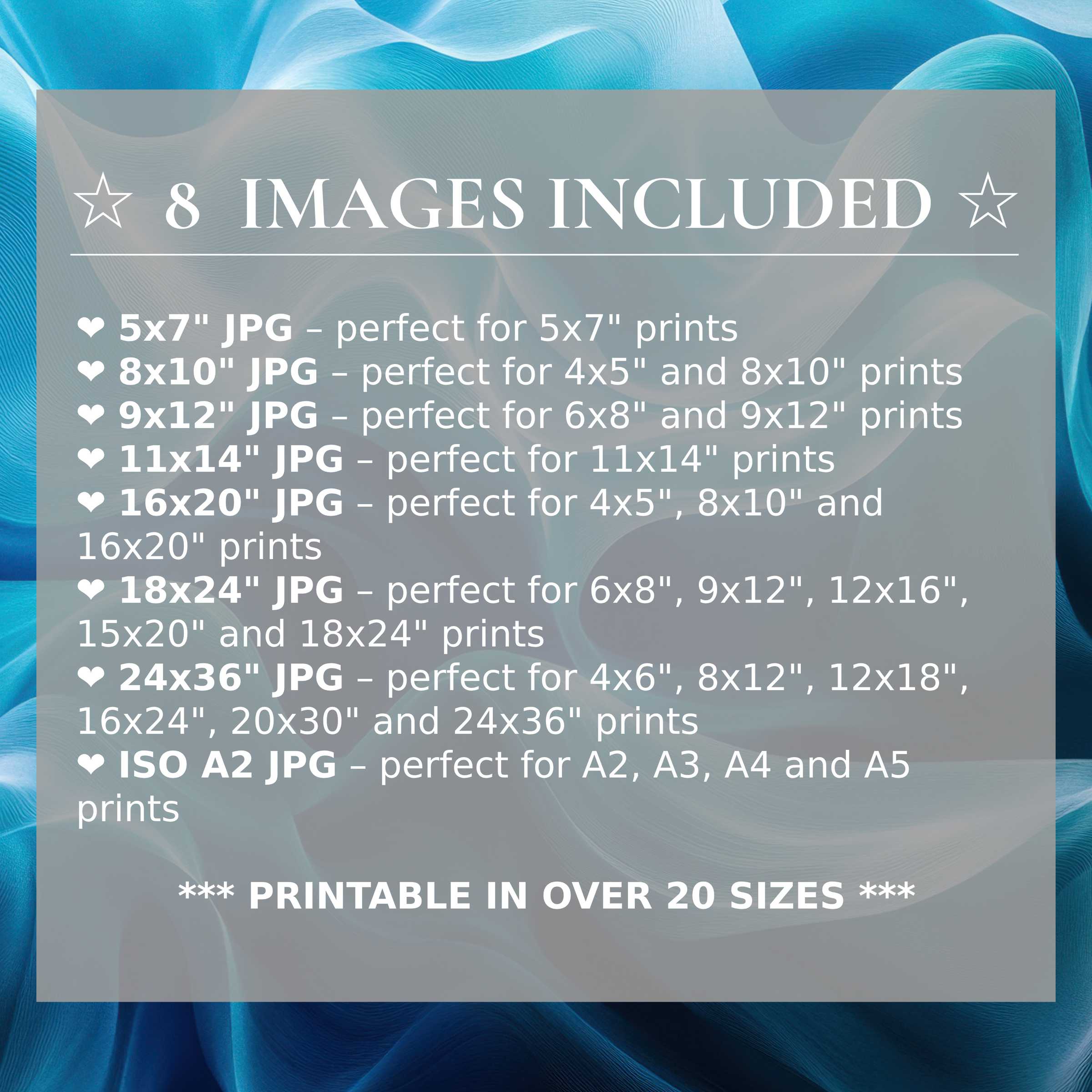 Radiant blue and soft gray abstract digital print exudes calm sophistication, offered in 8 high-quality sizes included