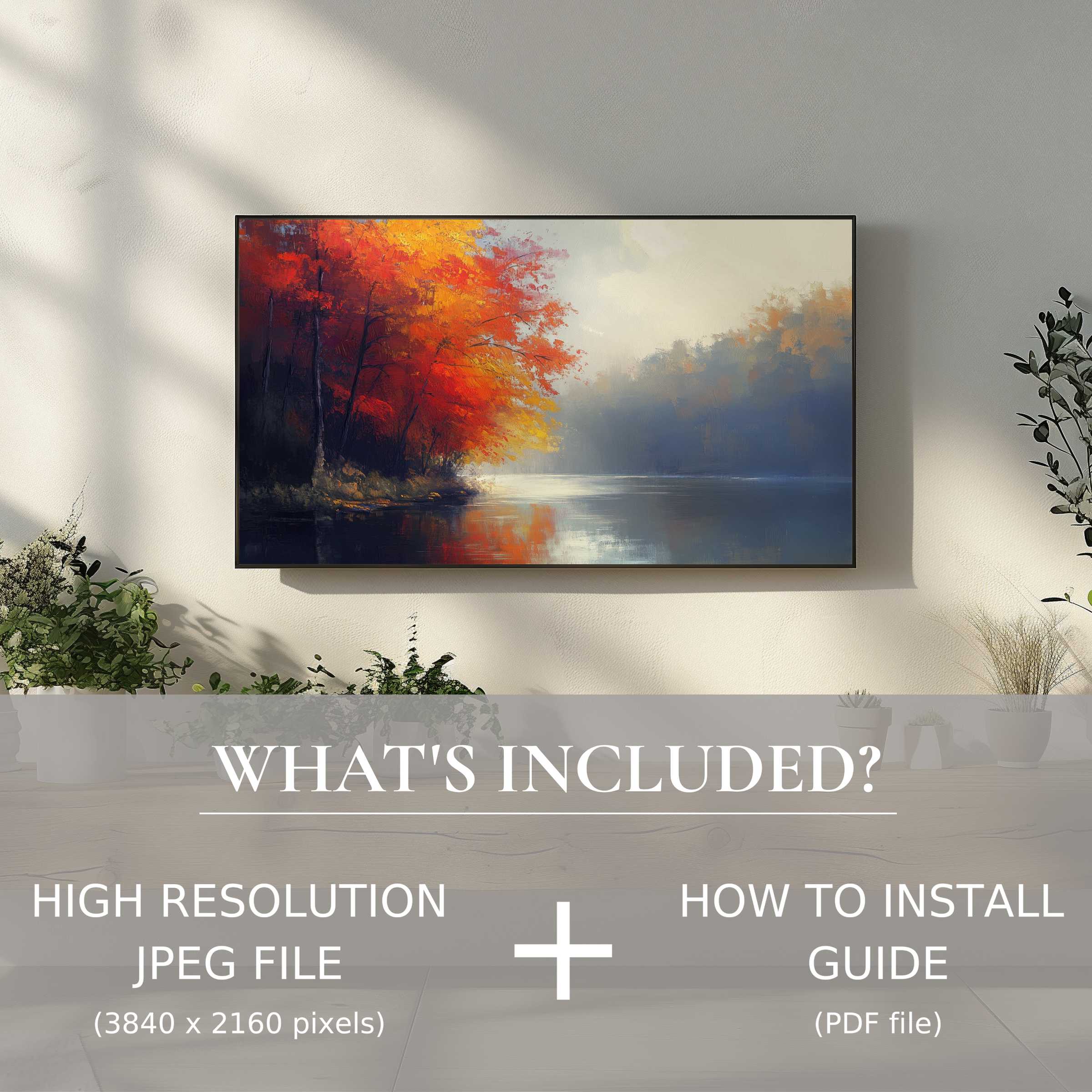 Elegant tree digital TV art download with vivid colors, easily enhancing your living space via simple digital use