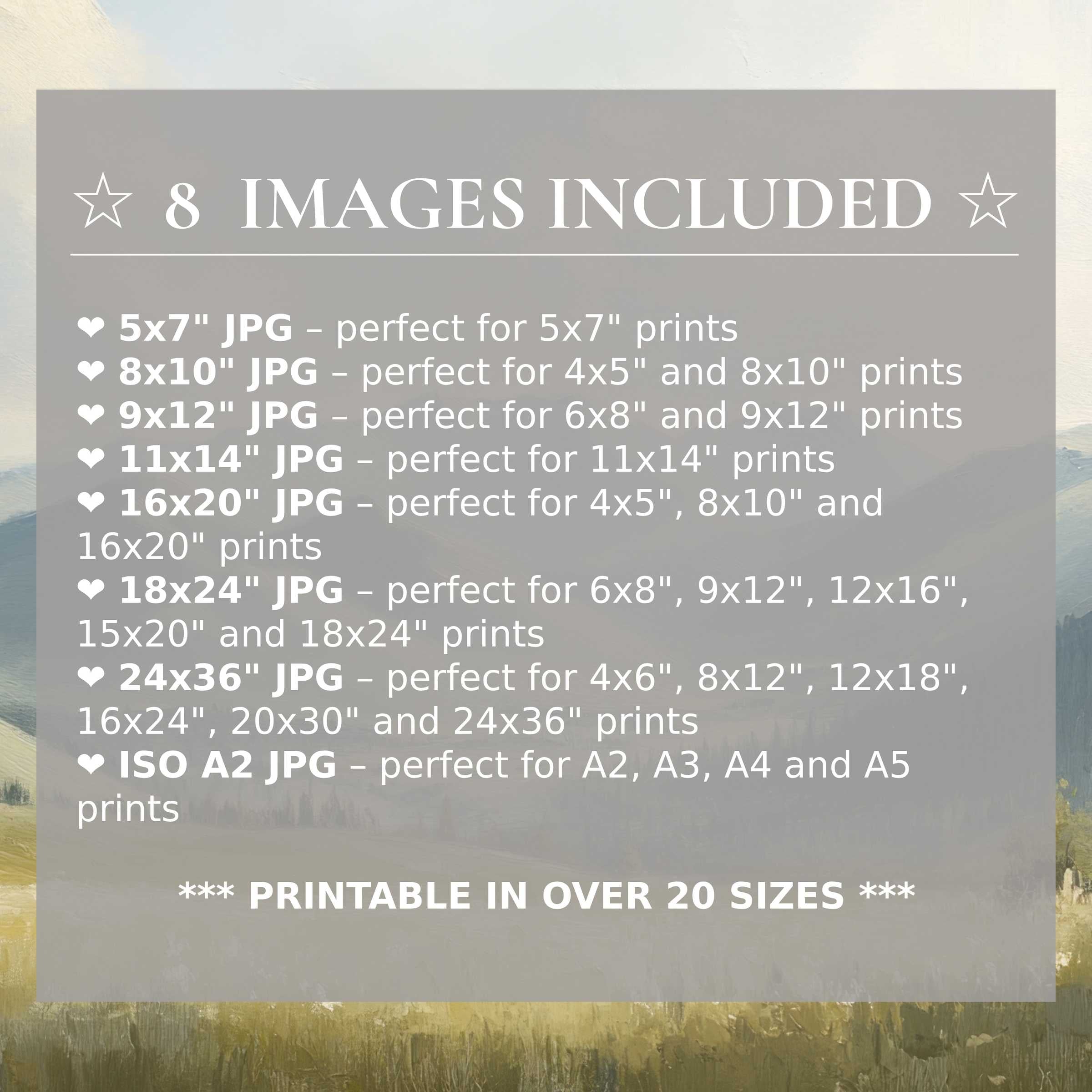 Radiant summer digital print in soft greens and muted blues, elevating modern interiors with timeless style; includes 8 high-res sizes