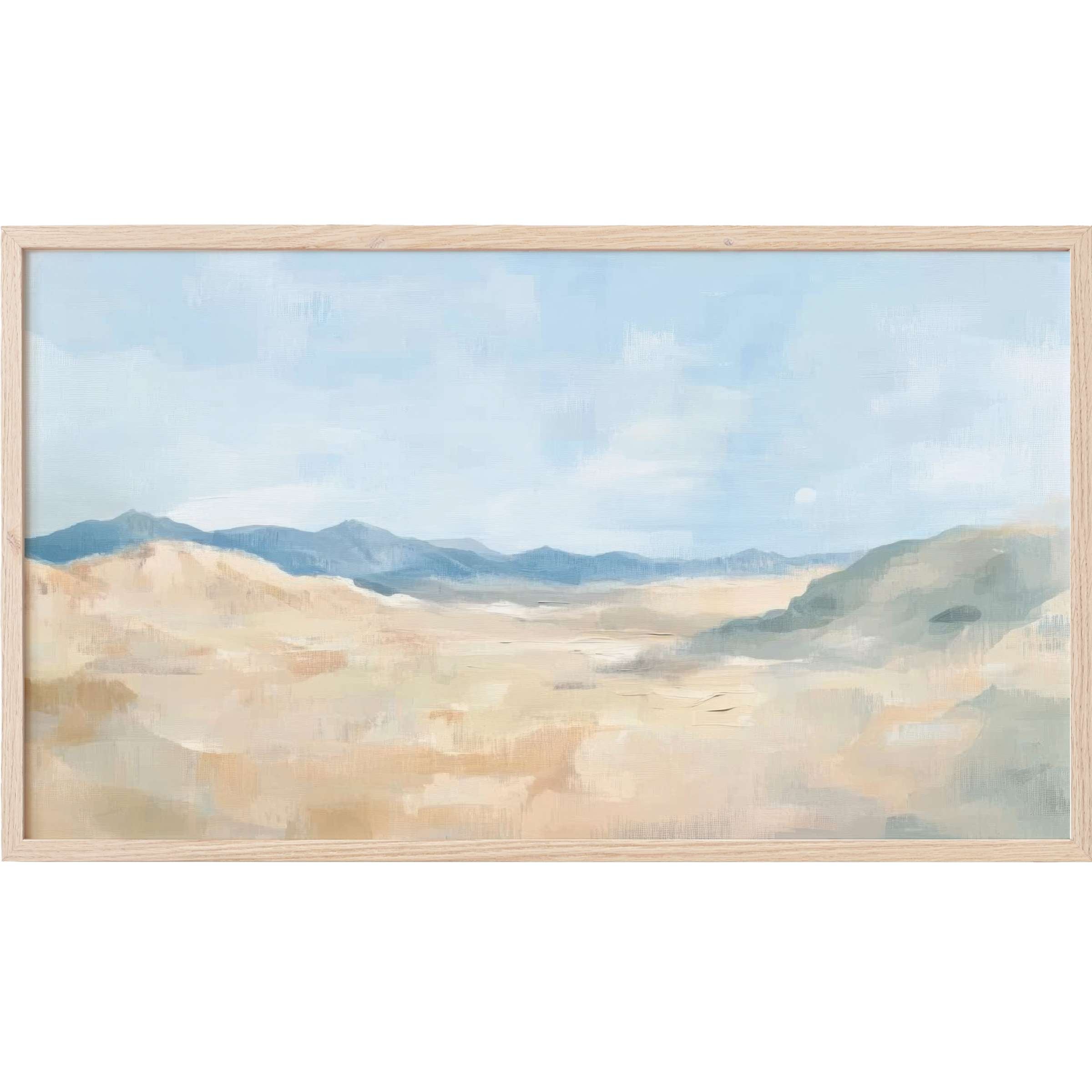 Soft pastel desert vista with gentle mountains and sky in muted tones, perfect landscape Frame TV Art