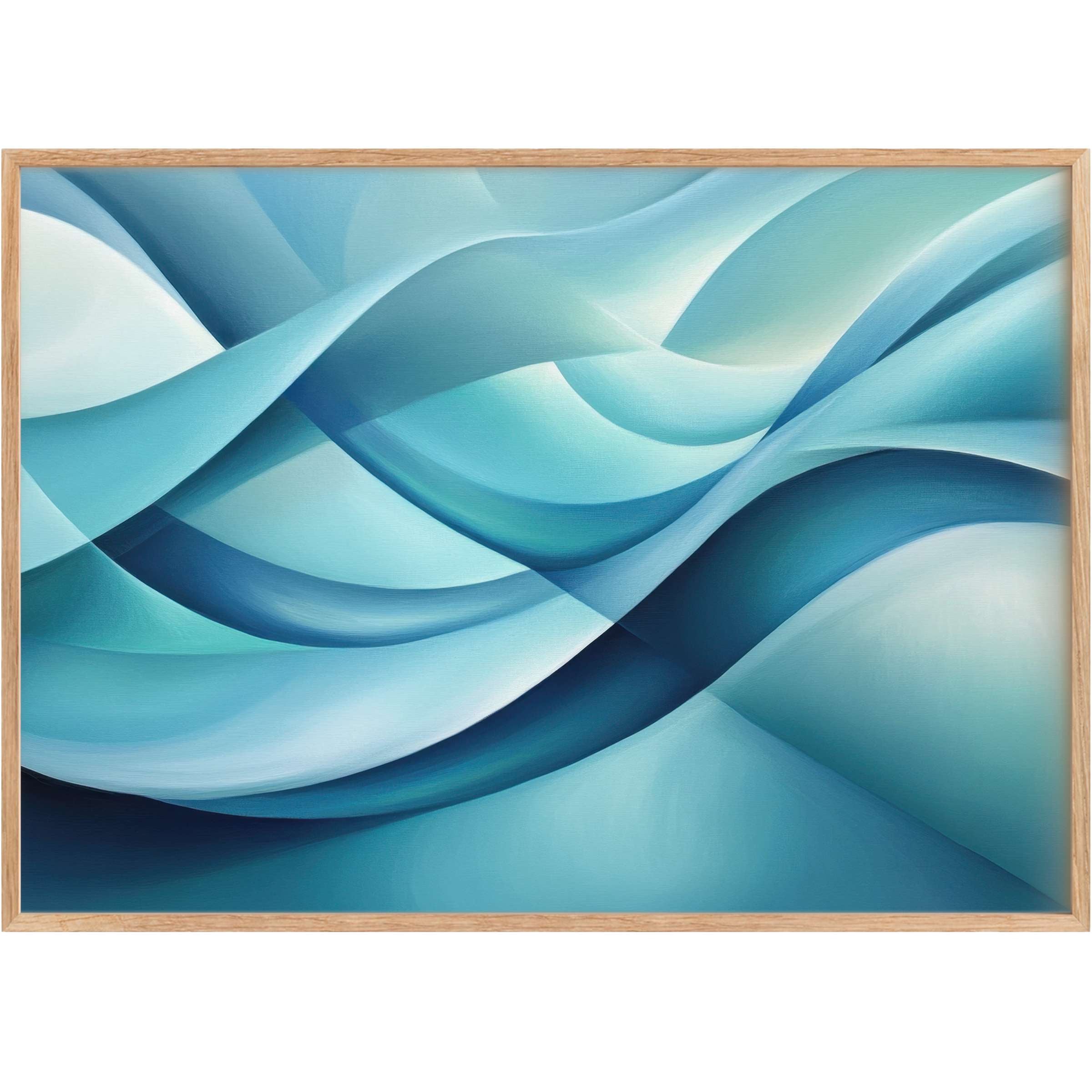 Elegant abstract printable wall art in fluid blue tones, evoking a serene, calming atmosphere that elevates modern interiors