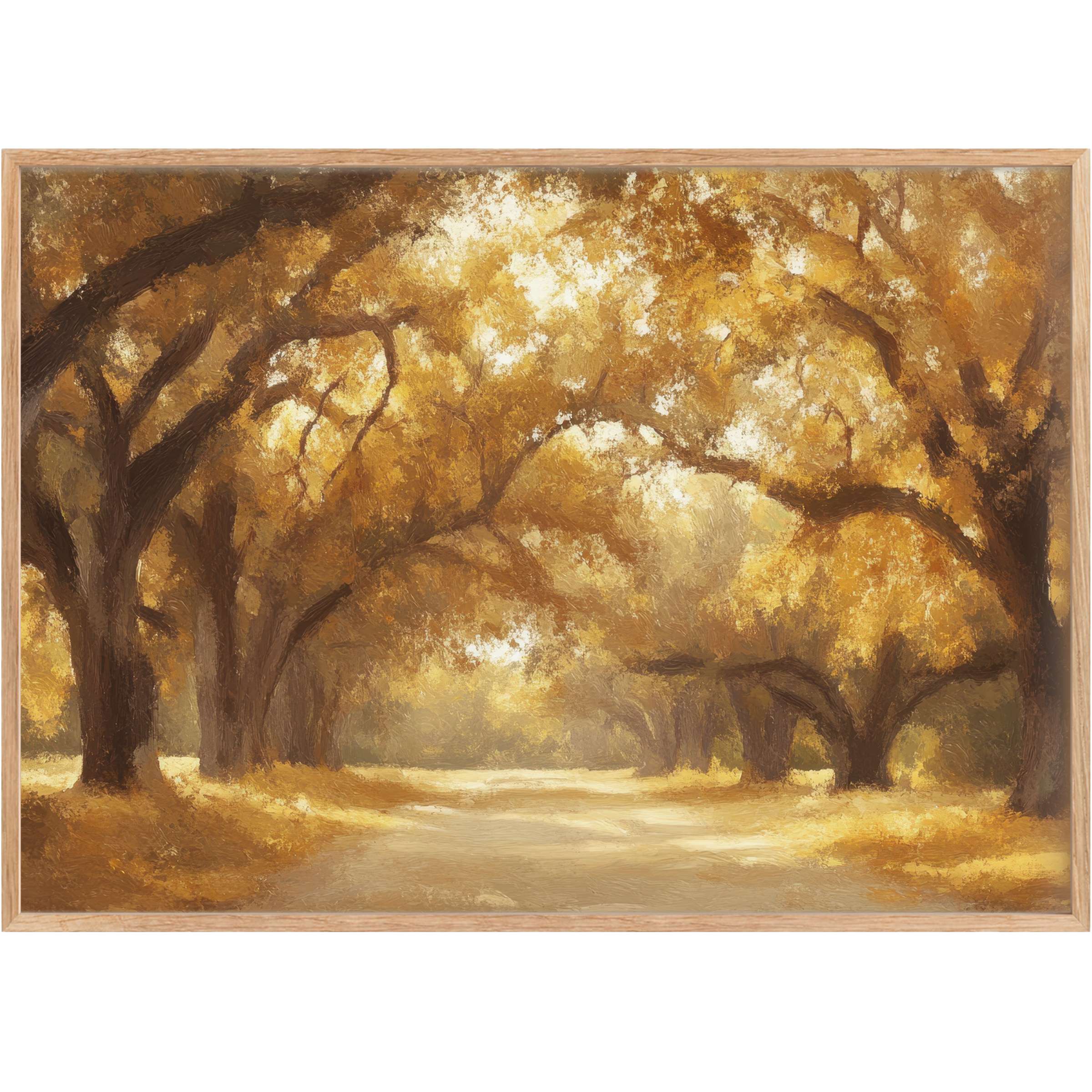 Golden-hued tree printable wall art evokes a serene autumnal glow, infusing interiors with warmth and timeless elegance