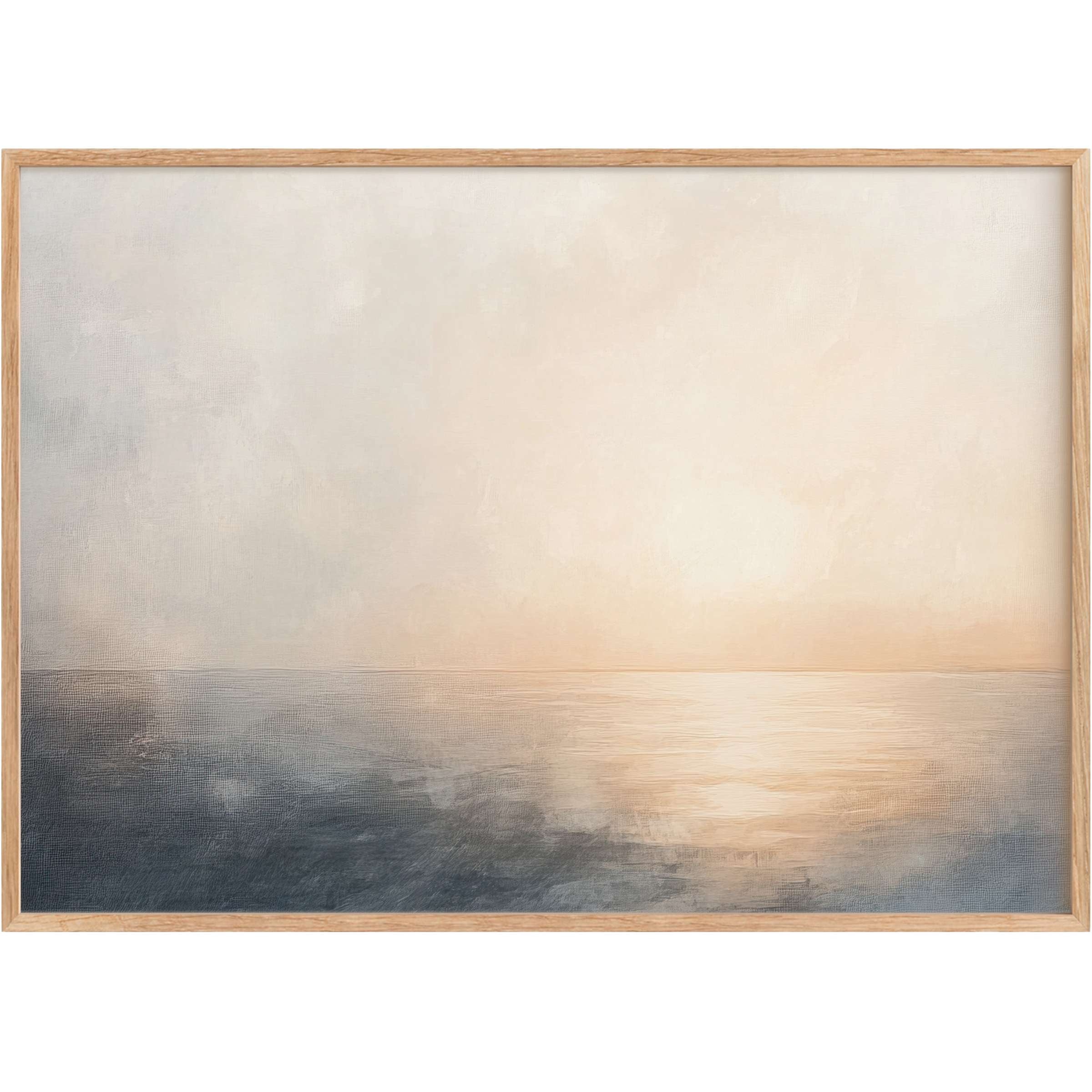 Serene summer printable wall art with soft beige and gray hues, evoking tranquil dawn light that elevates elegant interiors