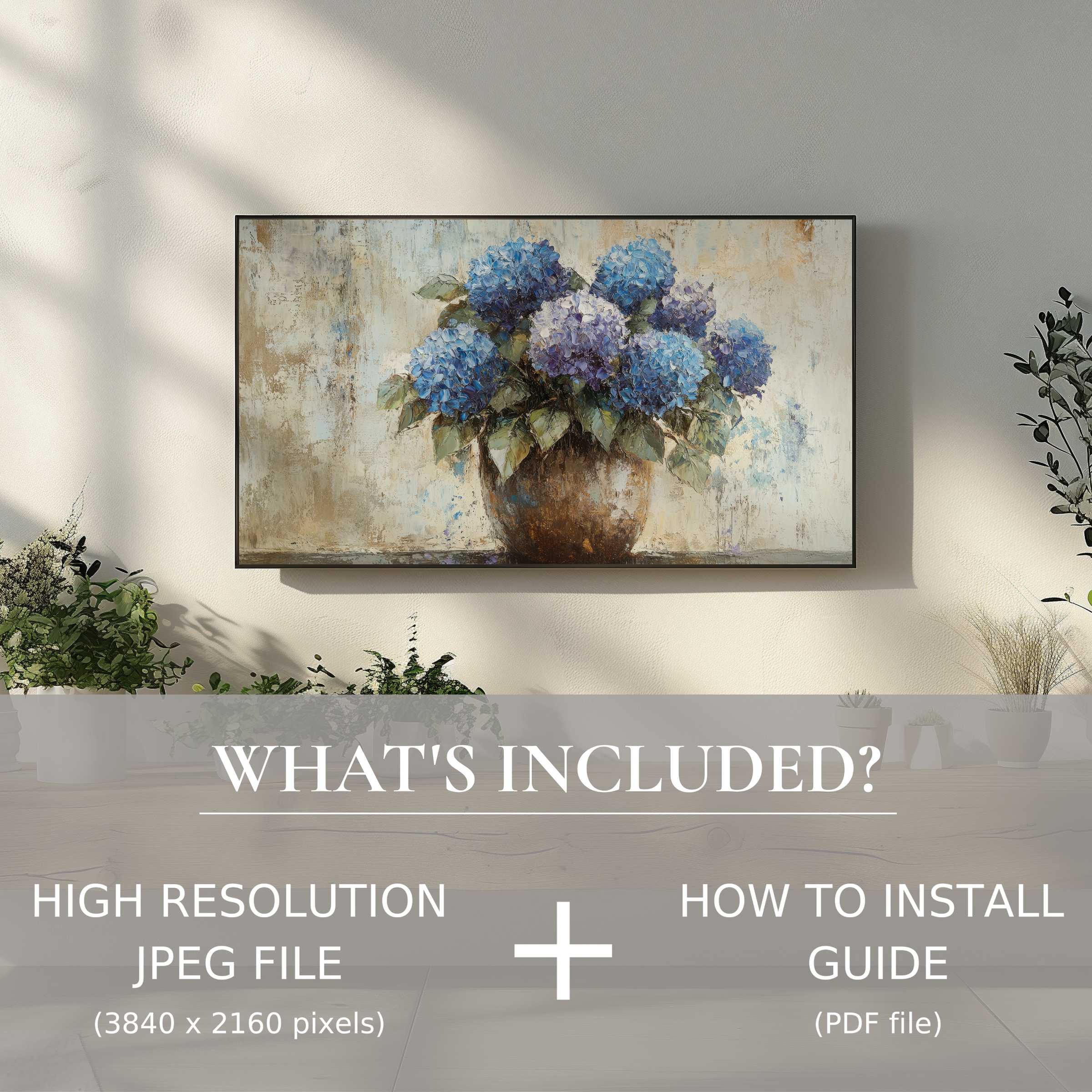 Elegant floral digital TV art download brightens any modern space with easy digital use to enhance your living area