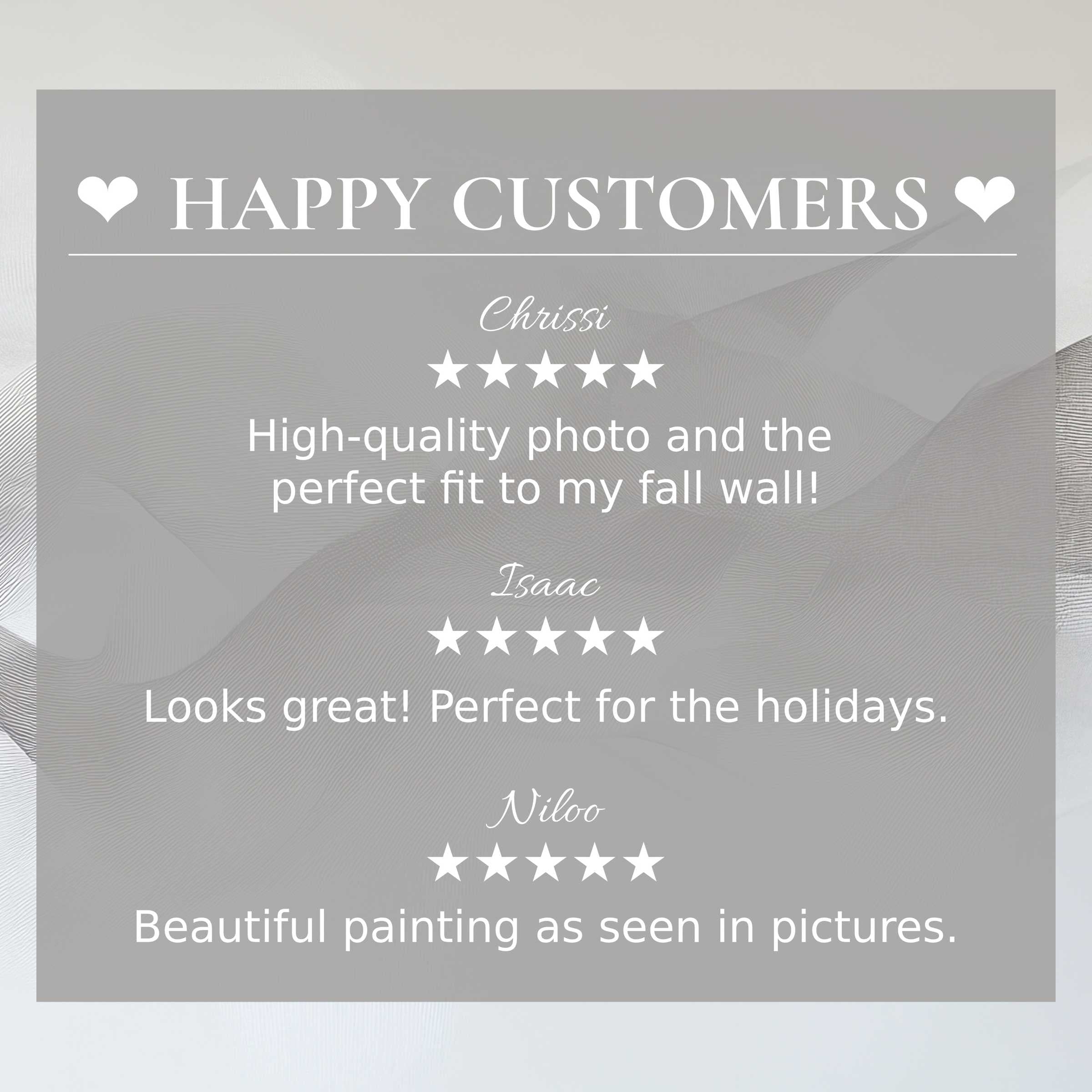 Minimalist art for Frame TV with abstract neutral waves, showcasing happy customer reviews and refined, elegant design trust