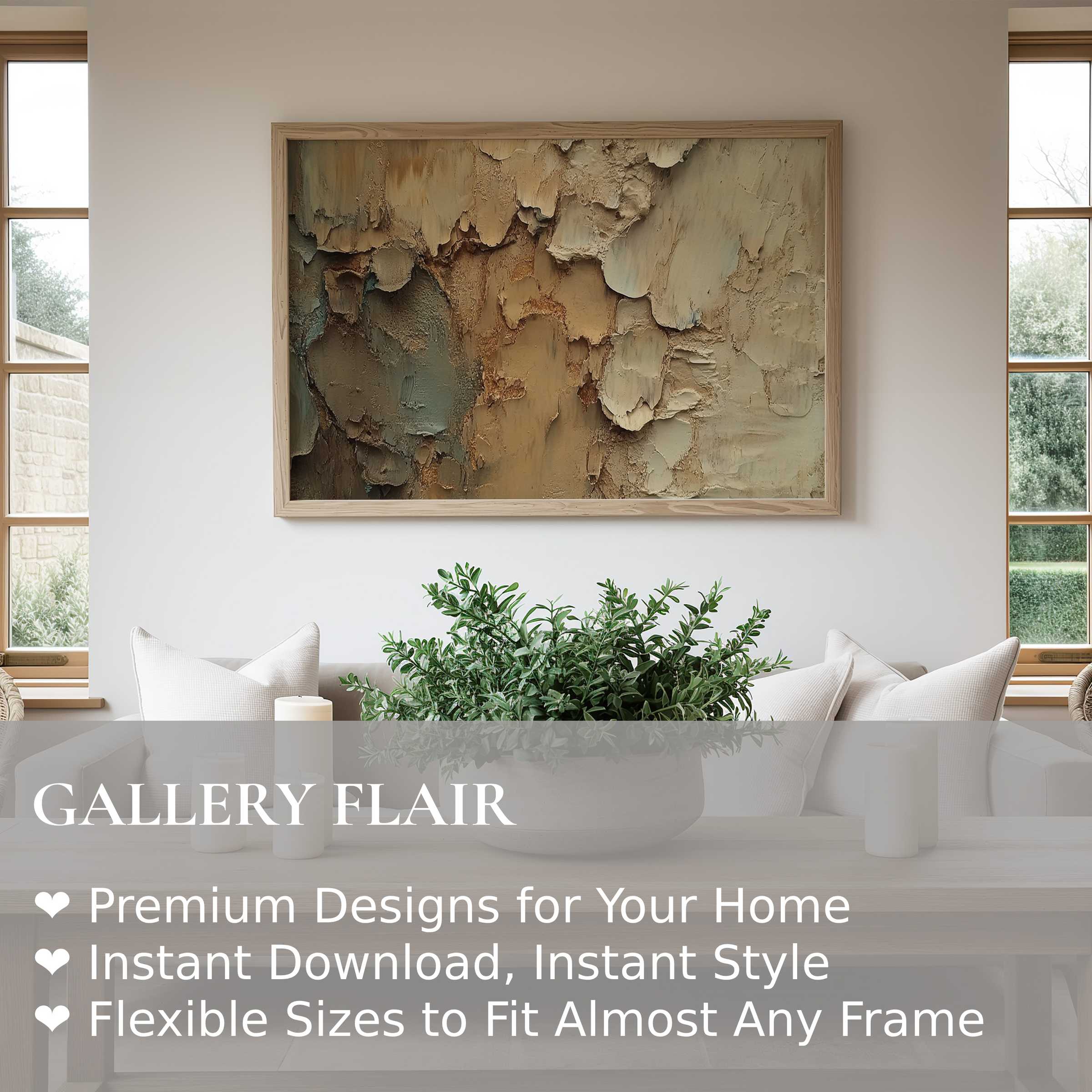 Abstract wall art print featuring textured earth tones and layered depth, bringing a warm, organic elegance to modern minimalist interiors