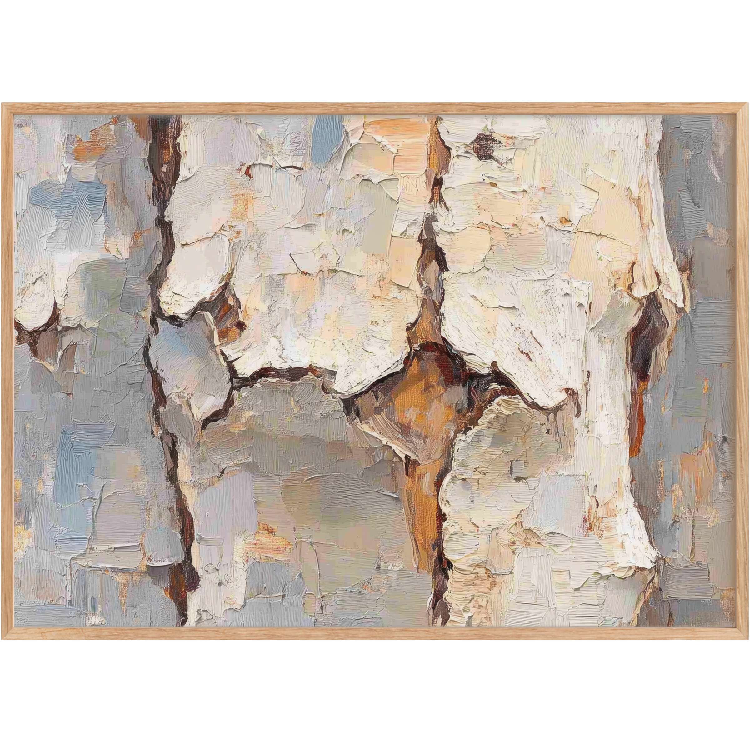 Textured tree printable wall art in soft grays, creams, and warm browns, evoking a serene, organic elegance for modern spaces