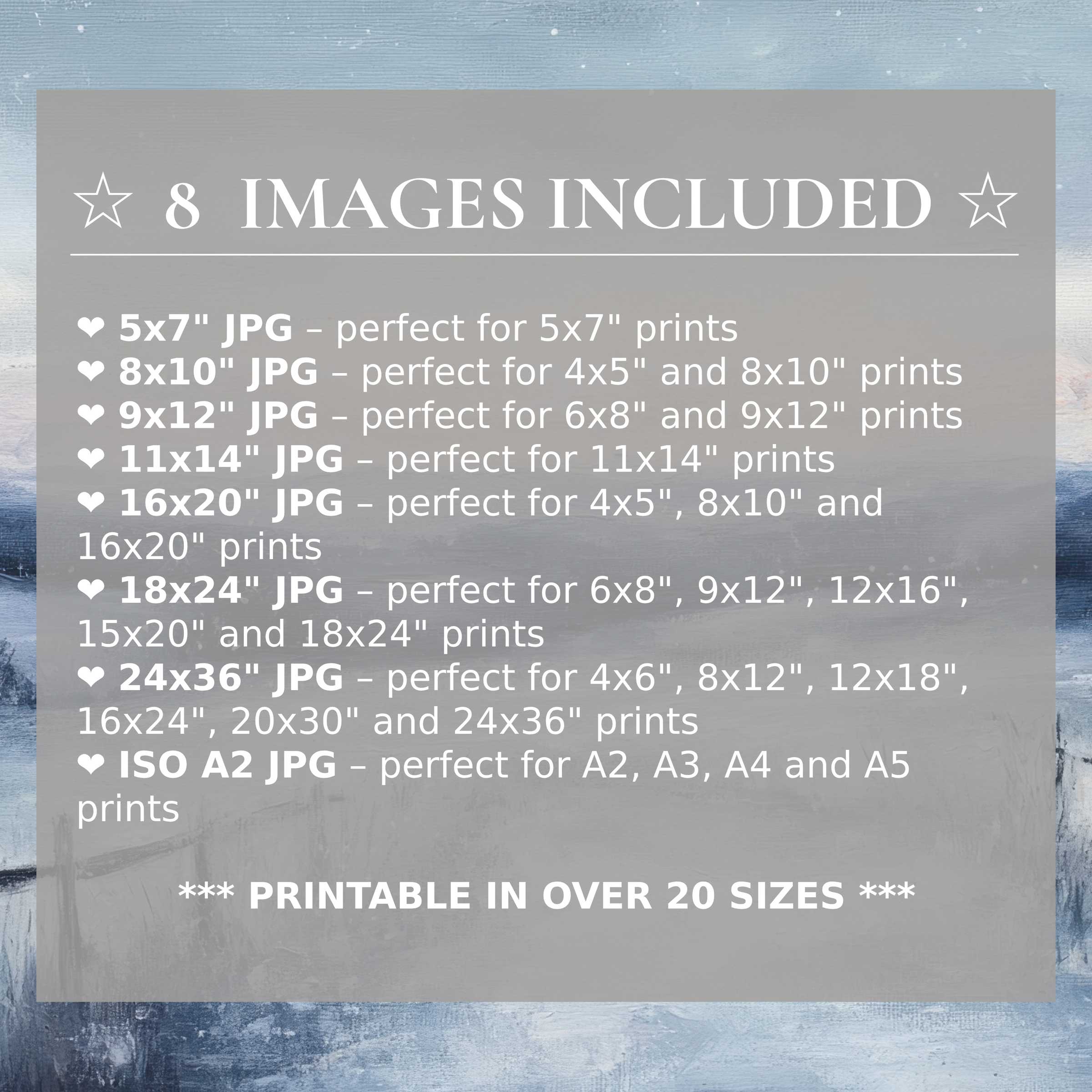 Vintage digital print radiates calming blues and soft neutrals, included in 8 high-quality sizes to elevate modern interiors with versatile style