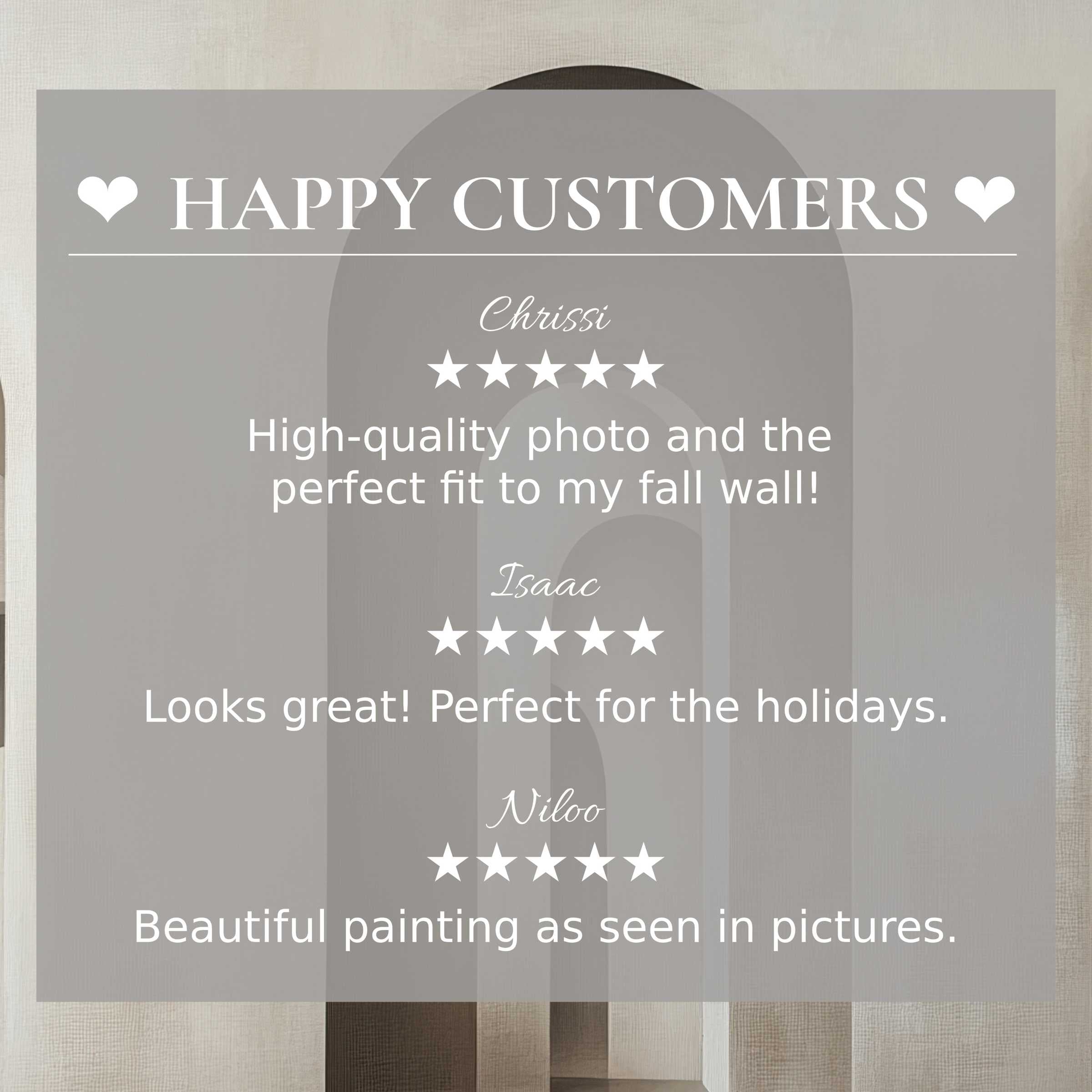 Modern art for Frame TV with abstract sunset tones, showcasing happy customer reviews for elegant trust-building appeal