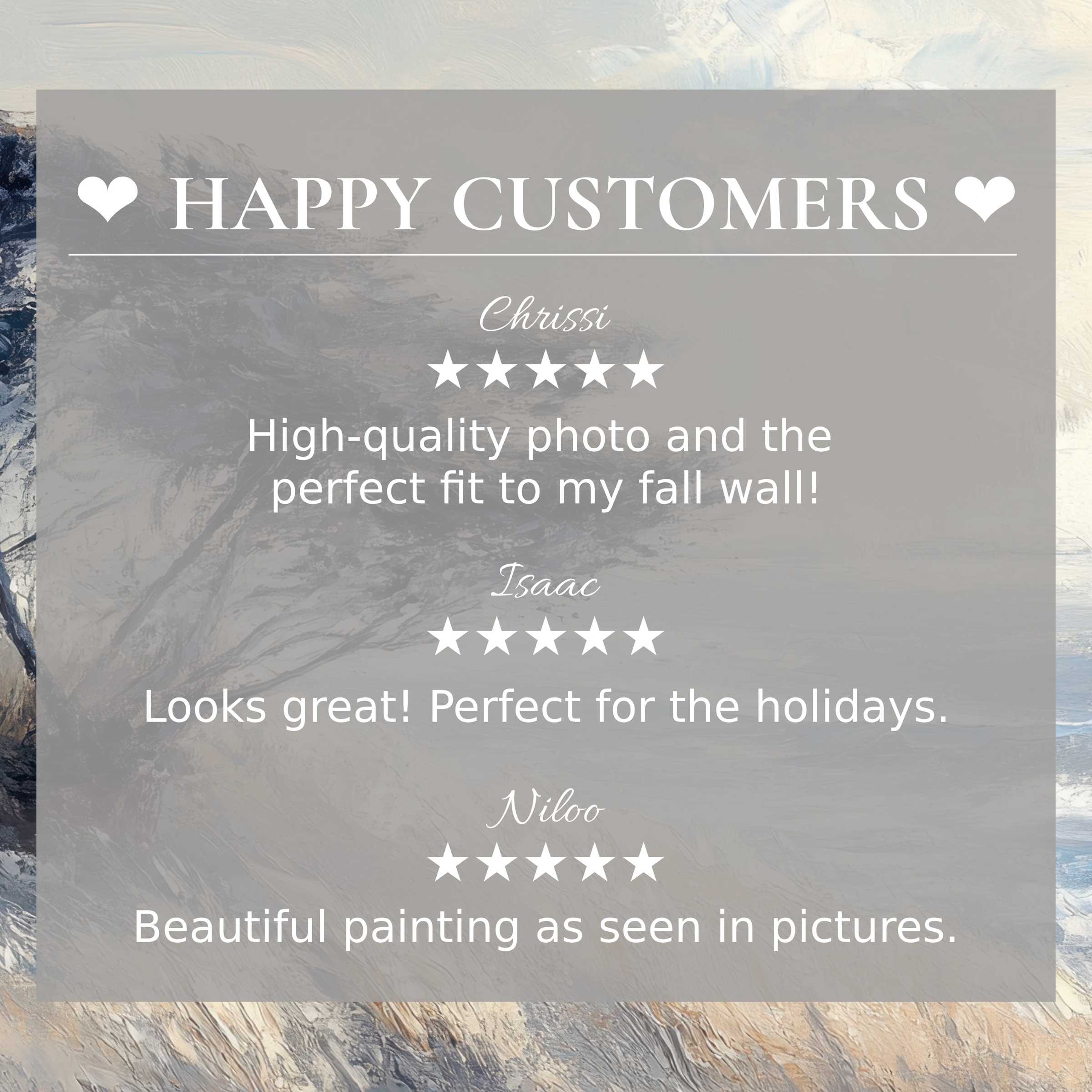 Elegant trees art for Frame TV with abstract sunset hues and happy customer reviews building trust and style