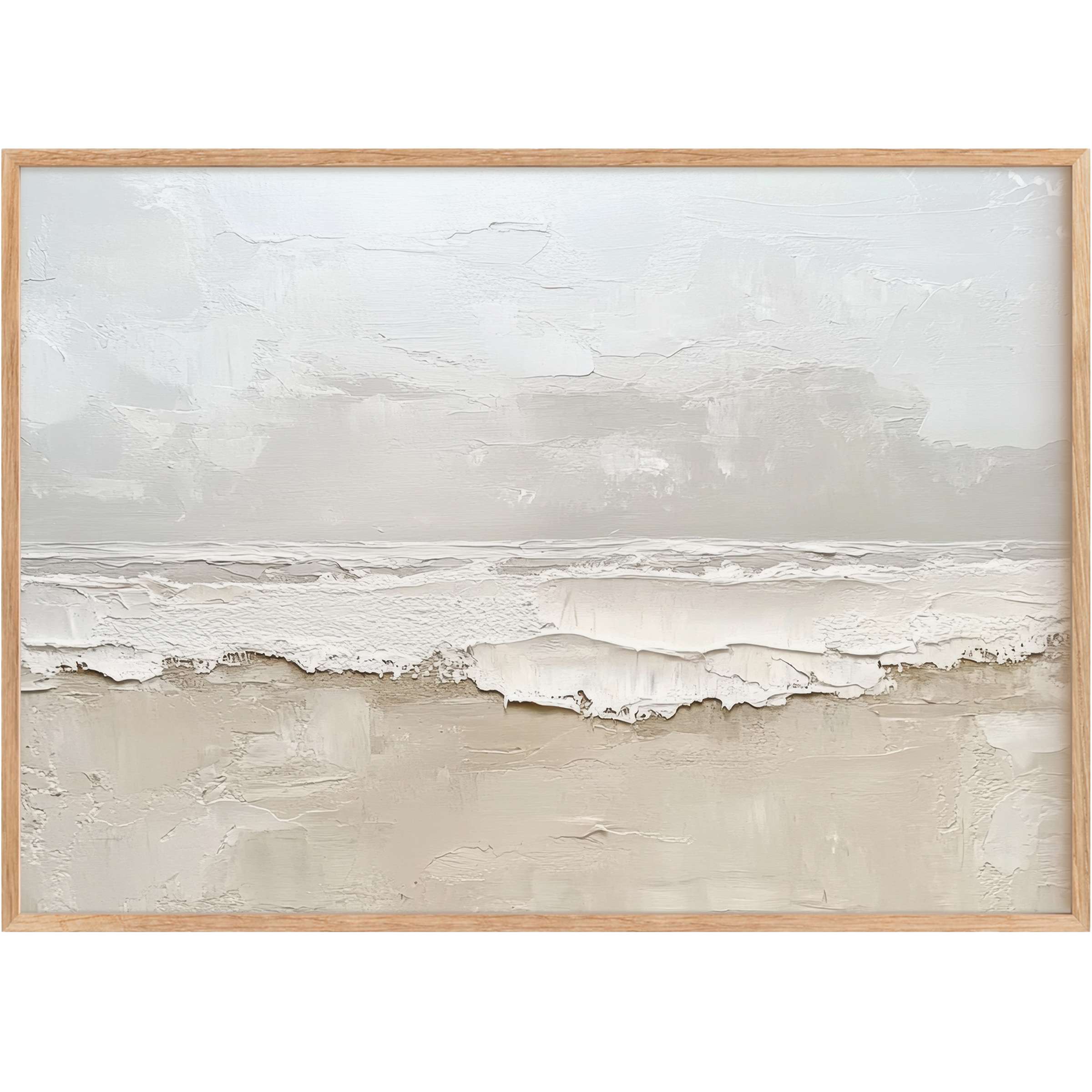 Serene summer printable wall art in soft beige and white hues evokes a calming coastal breeze, perfect for elegant interiors