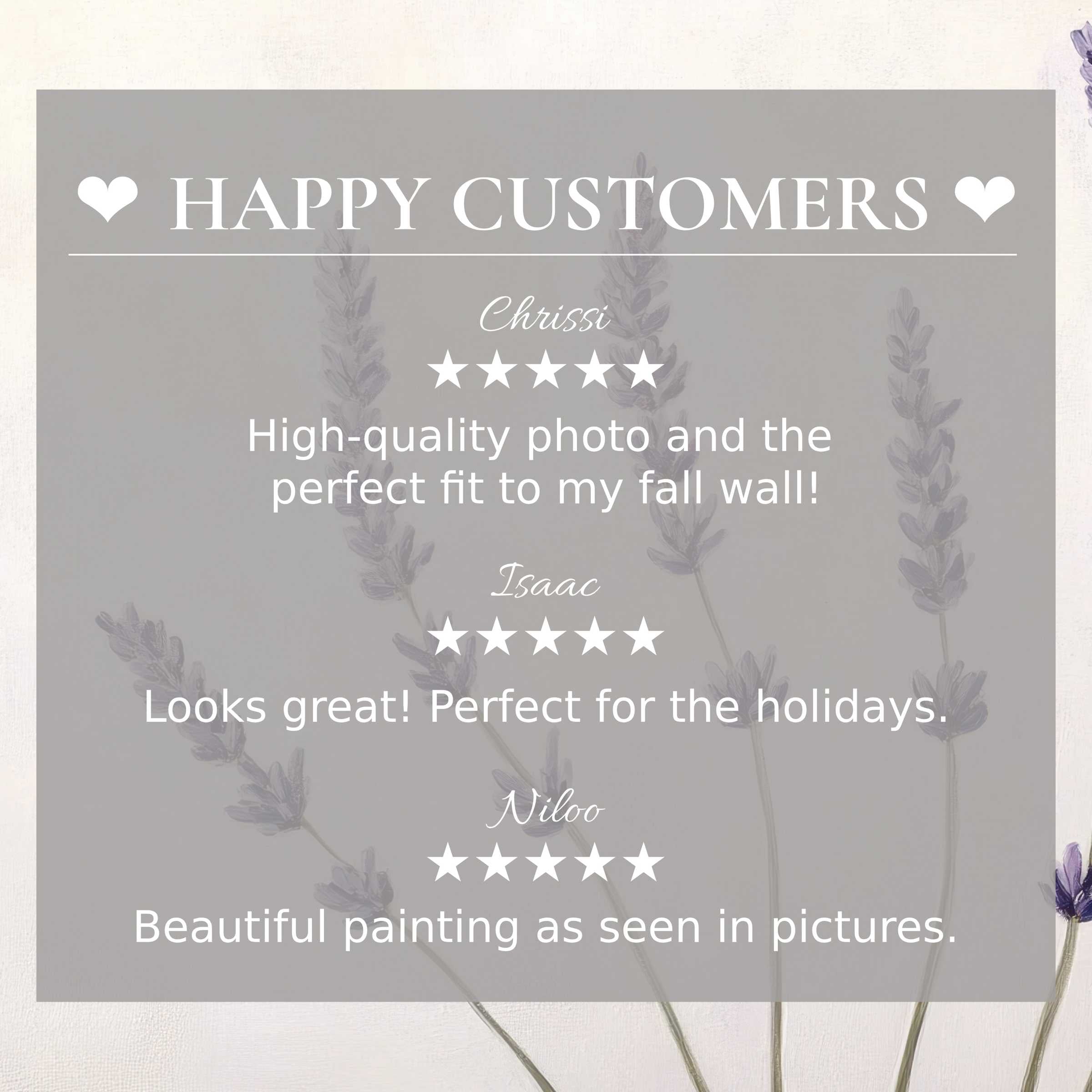 Floral art for Frame TV with lavender background, showcasing elegant design and trusted reviews from happy customers
