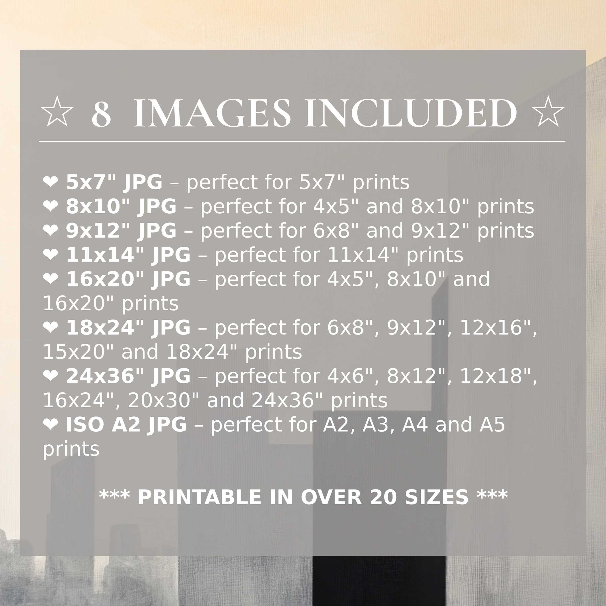 Minimalist digital print in soothing beige, gray, and black tones radiates calm sophistication; includes 8 high-quality sizes for versatile modern interiors