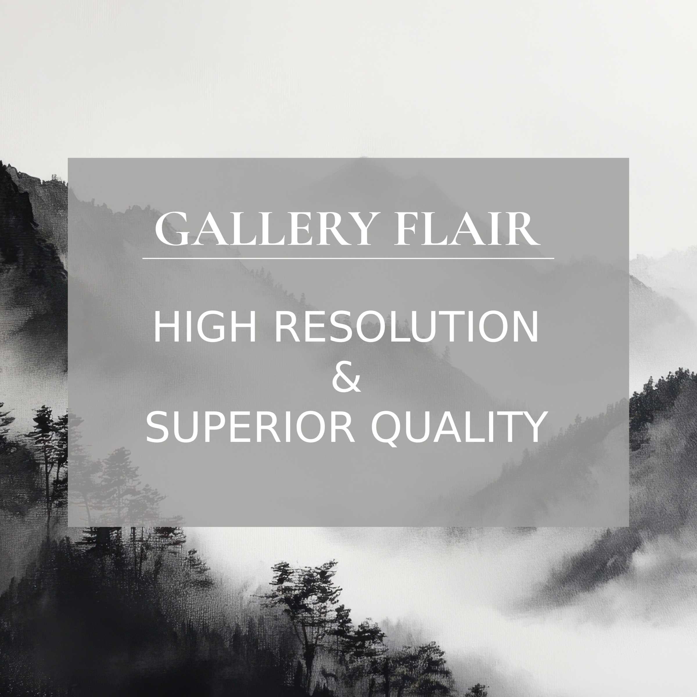 Elegant black and white Frame TV picture showcasing high-resolution misty mountain scenery with refined visual clarity
