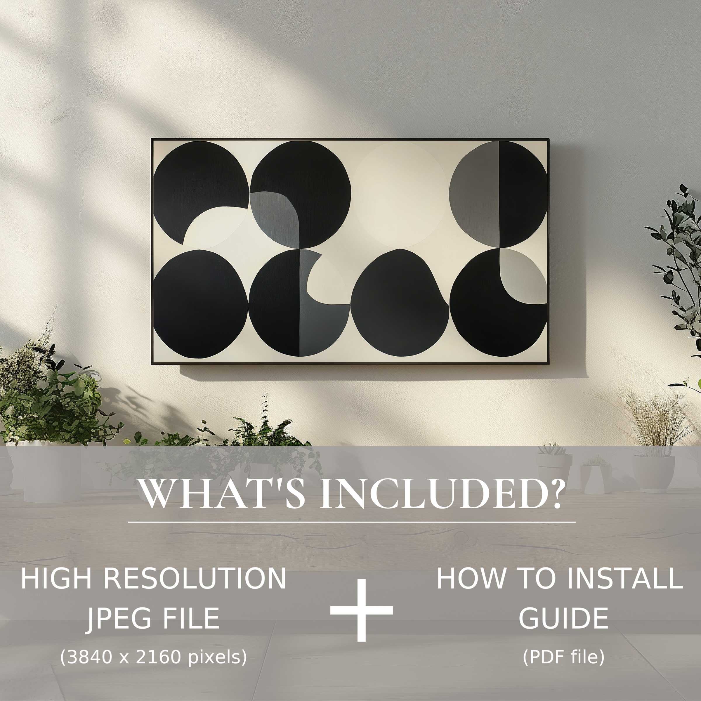 Minimalist digital TV art download enhances chic living spaces with easy digital use and sleek monochrome design