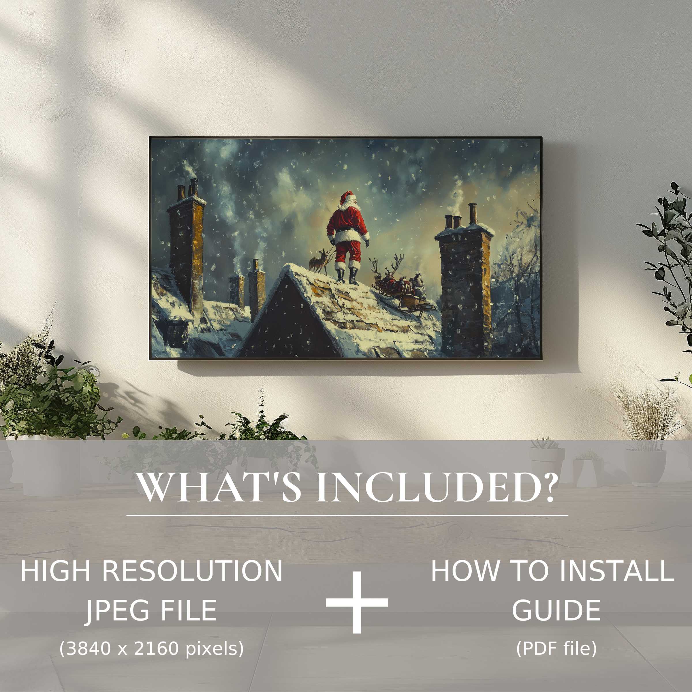Elegant christmas digital TV art download with easy use, enhancing living spaces with festive, stylish holiday charm