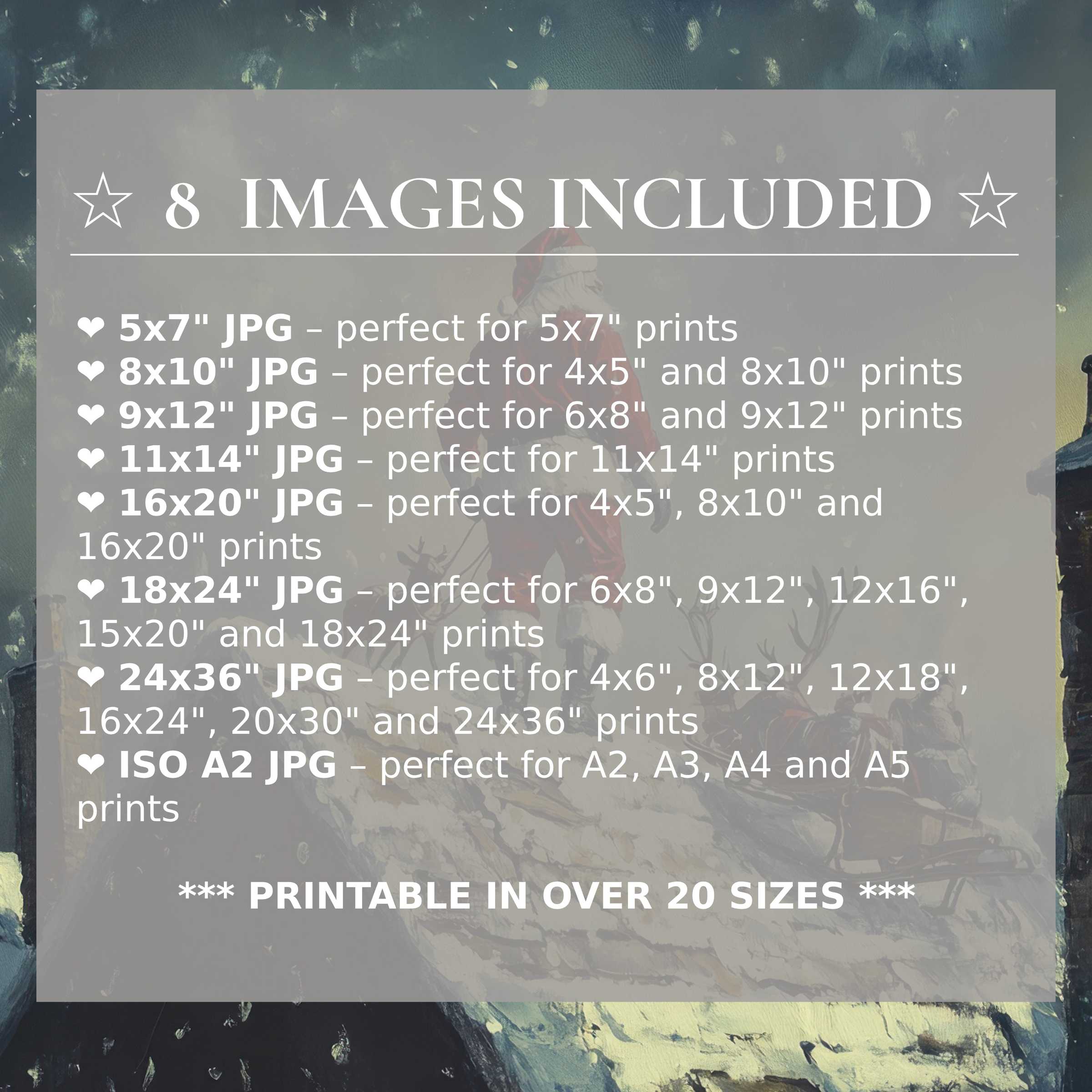 Christmas digital print with radiant reds and deep forest greens, delivered in 8 high-quality sizes included for seamless modern interior elegance