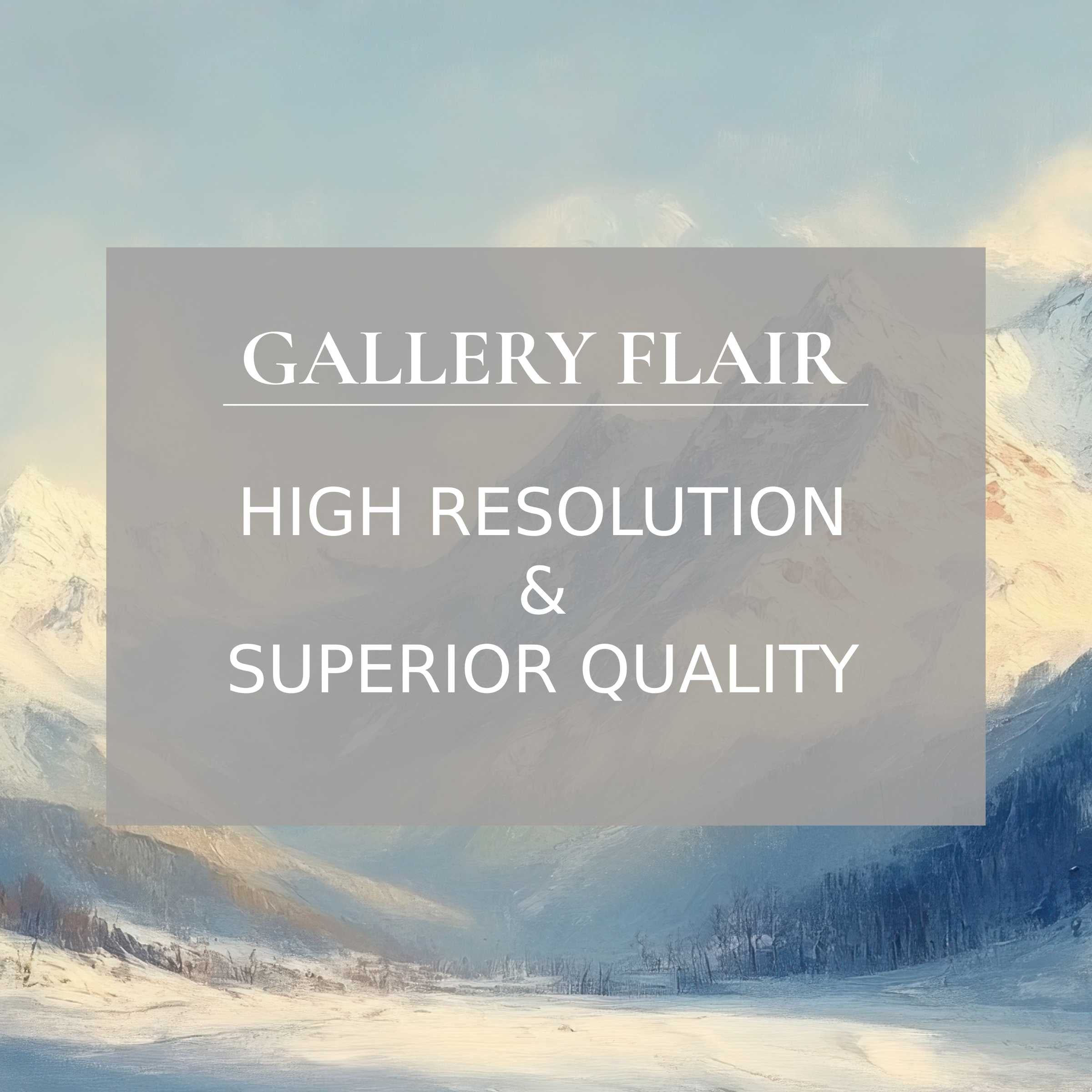 Winter printable art captures a serene snow-covered valley in exquisite detail, radiating calm sophistication to enhance modern interiors