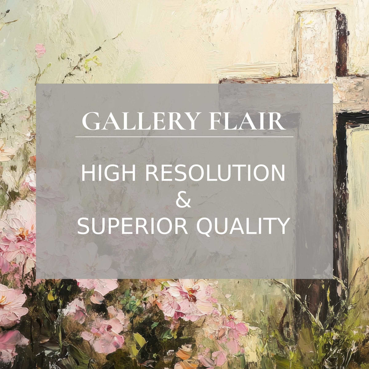 Elegant easter printable art with softly textured florals and a subtle cross, elevating modern interiors with serene, high-resolution detail
