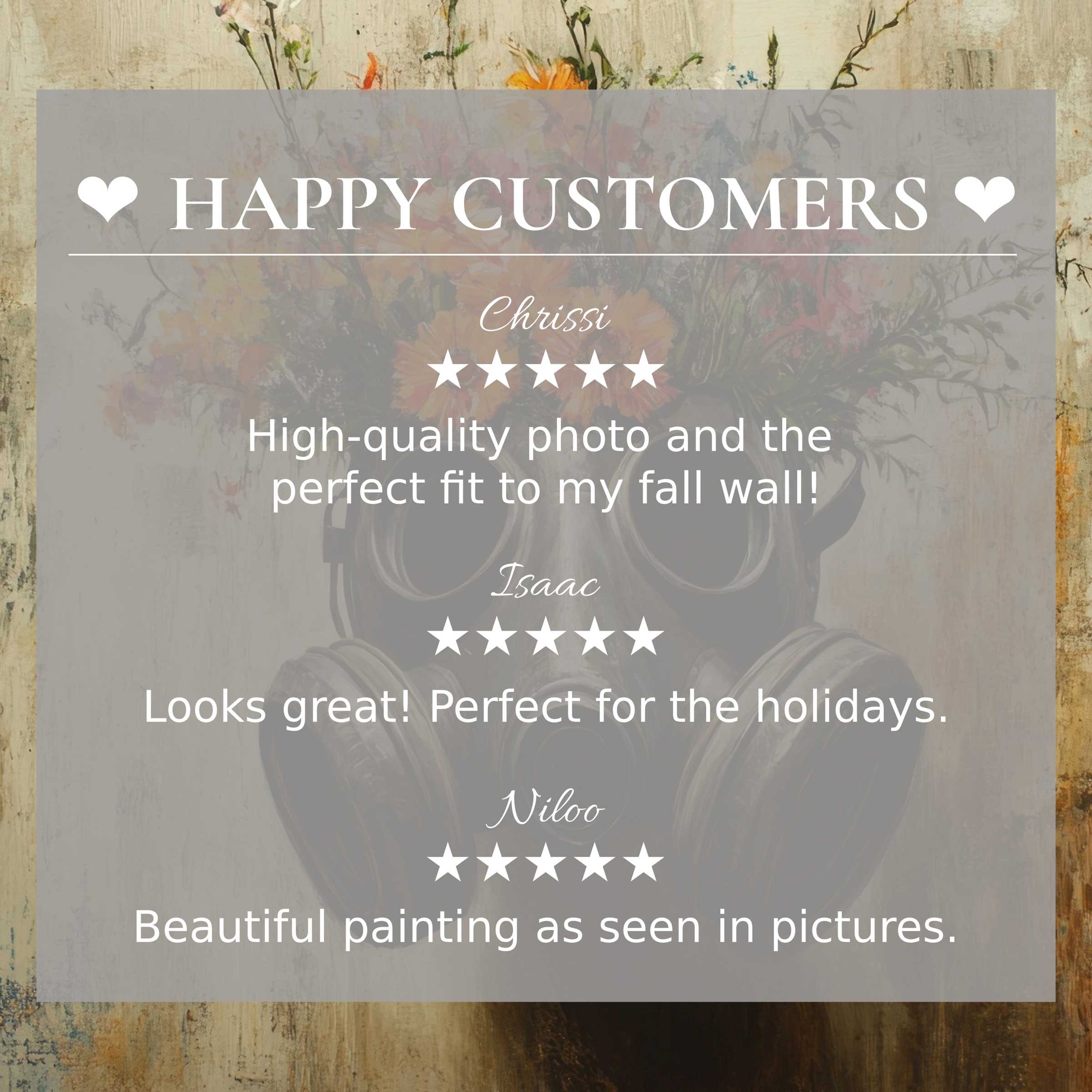 Street art for Frame TV with abstract floral background; happy customer reviews build elegant, trusted appeal