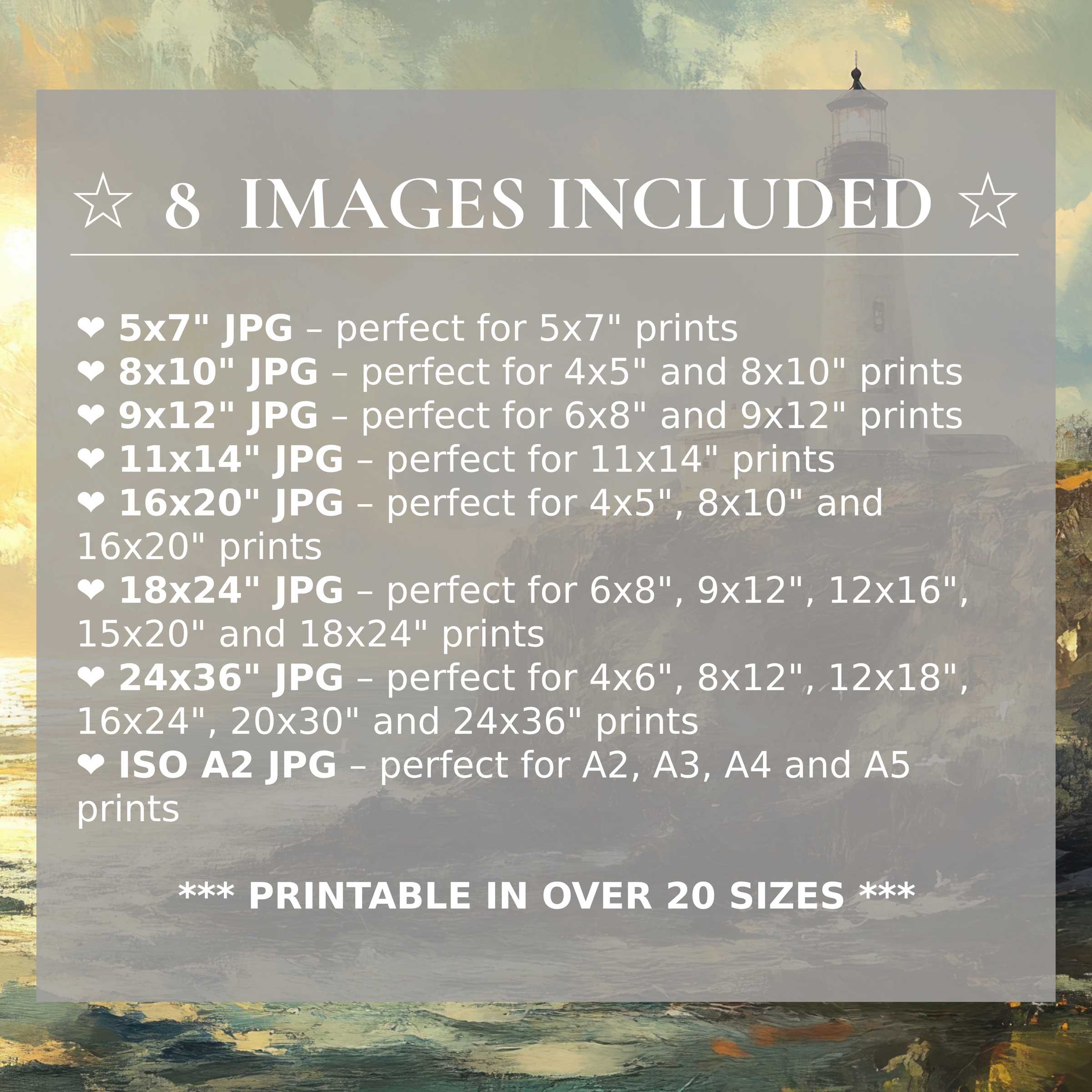 Radiant beach digital print in soothing blues and warm golds, elevating modern interiors with 8 high-quality sizes included