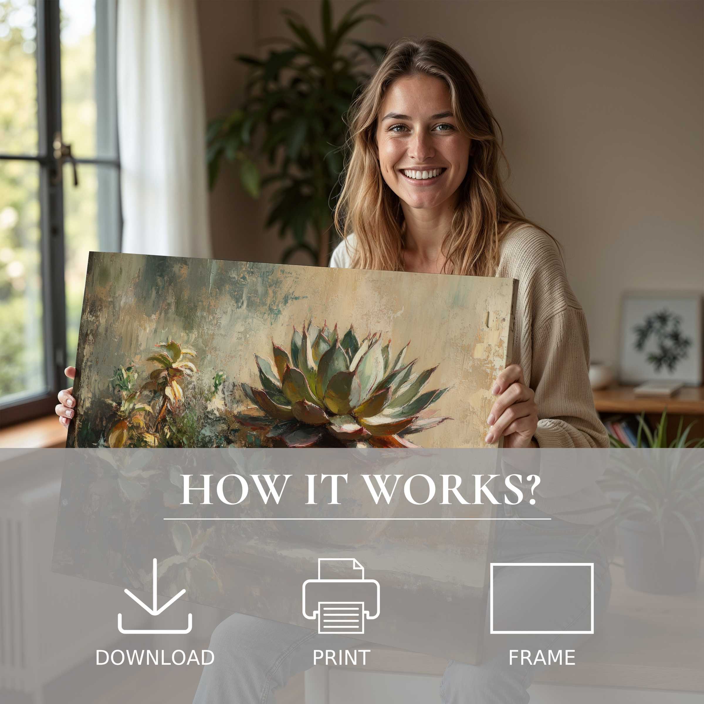 Radiant joy infuses this moment as a botanical digital art print breathes life into a modern, serene living space
