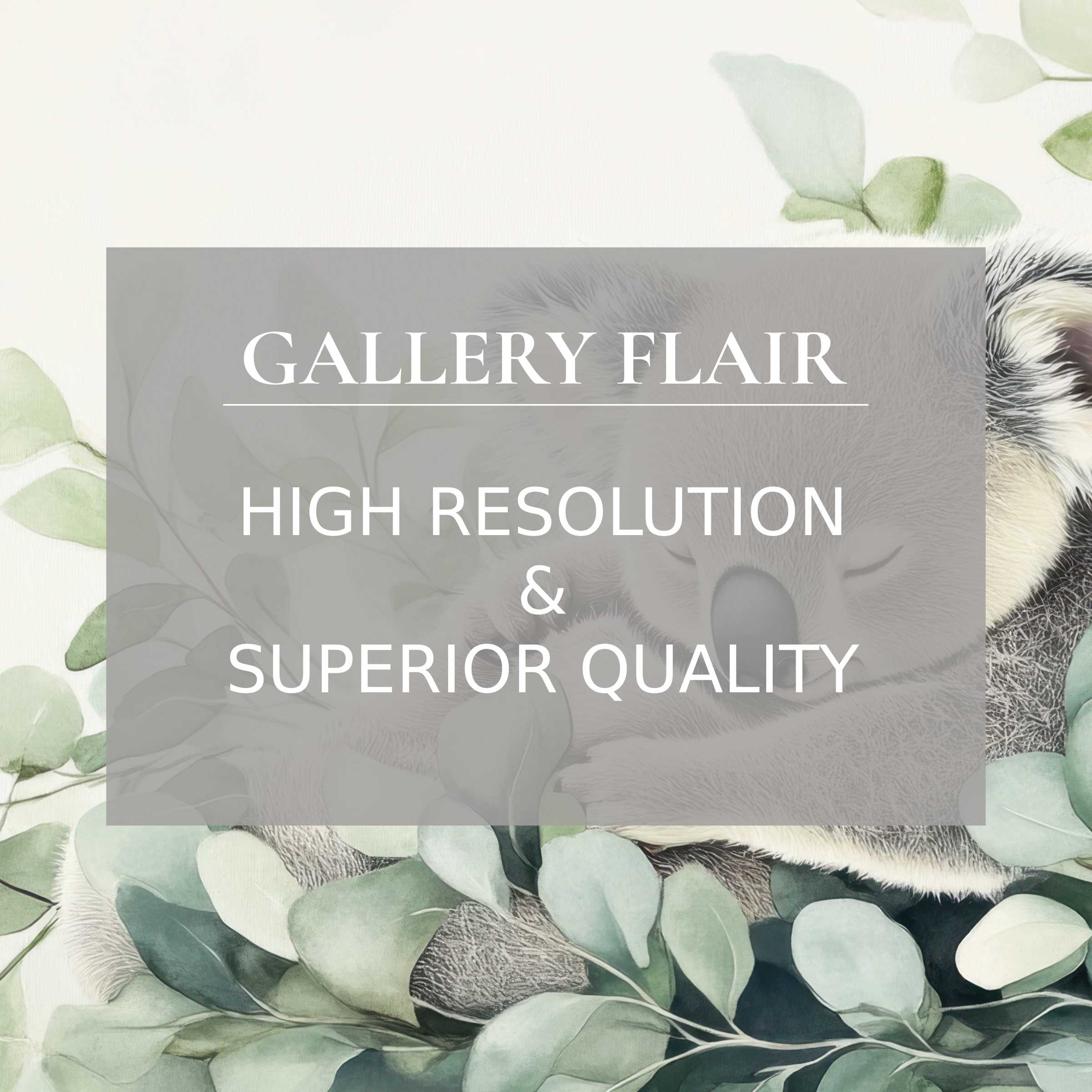 Nursery printable art featuring a serene koala embraced by soft eucalyptus leaves, enriching stylish interiors with calming, detailed sophistication