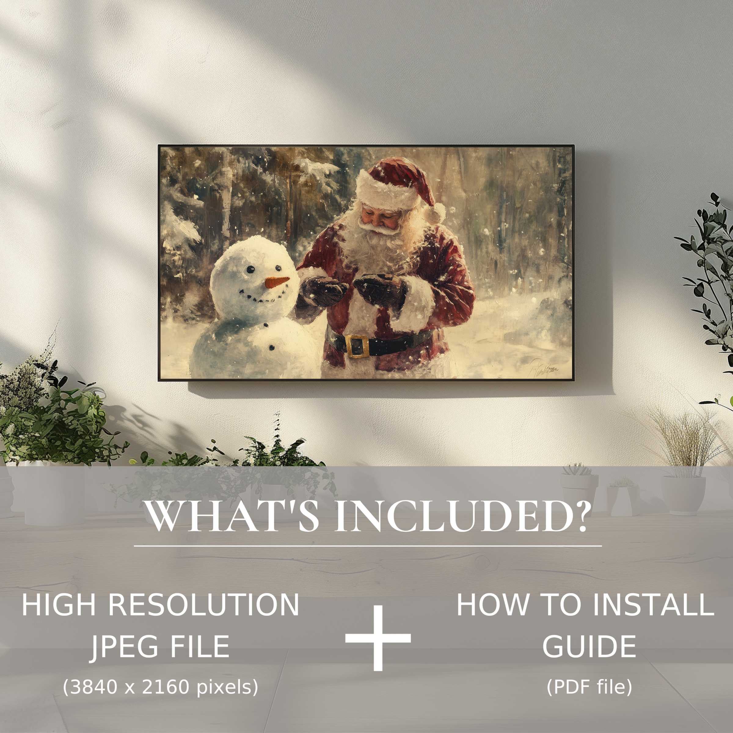 Elegant Christmas digital TV art download; easy digital use enhances your modern living space with festive charm
