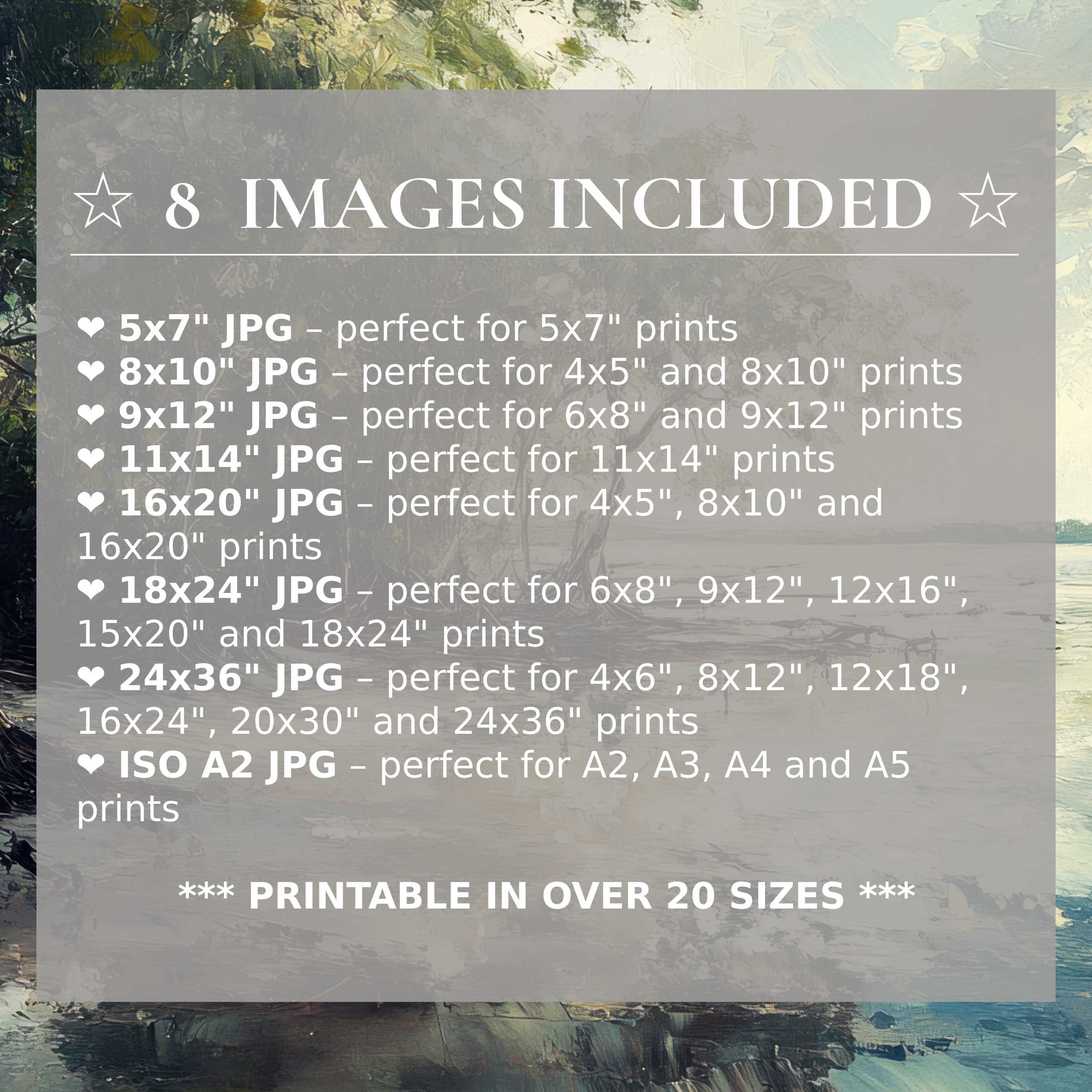 Radiant beach digital print in soothing blues and greens, delivering calming coastal elegance in 8 high-quality sizes included, perfectly elevating modern interiors with versatile style